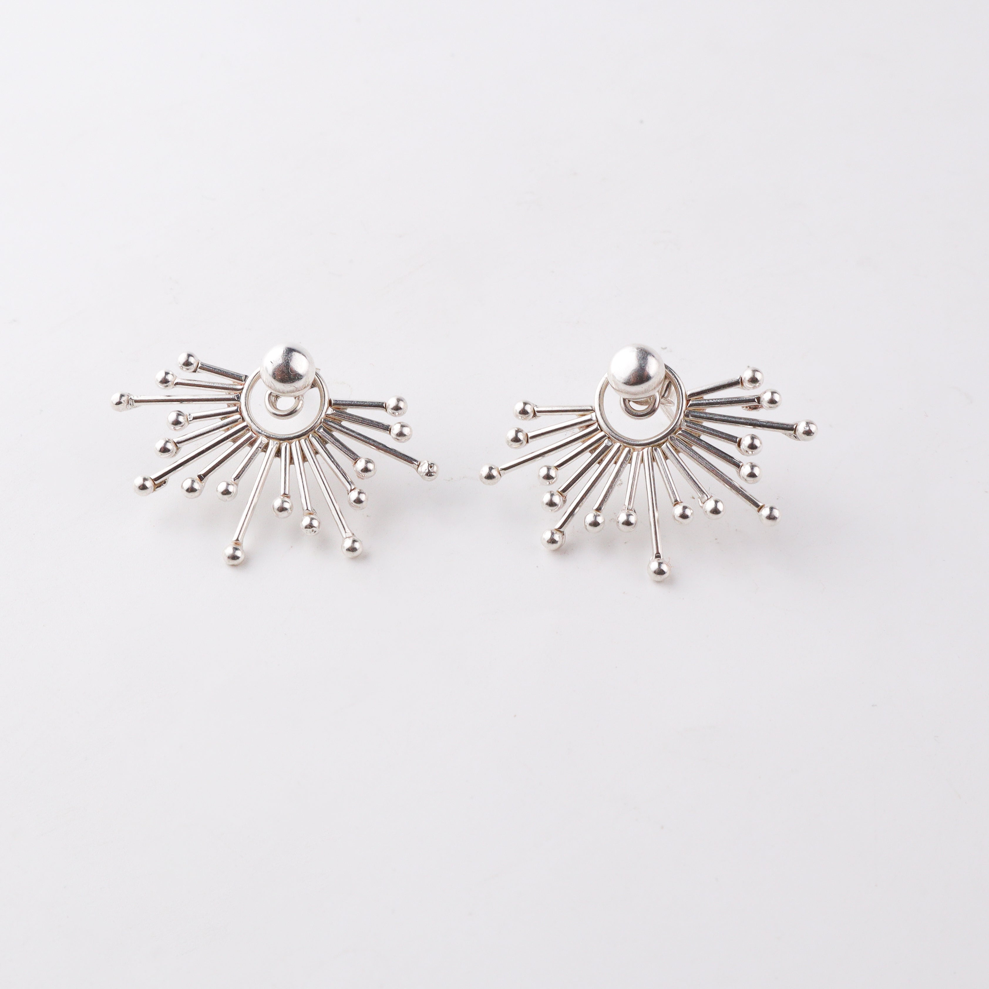 wearing Silver Sparkle Jacket Earrings everyday look