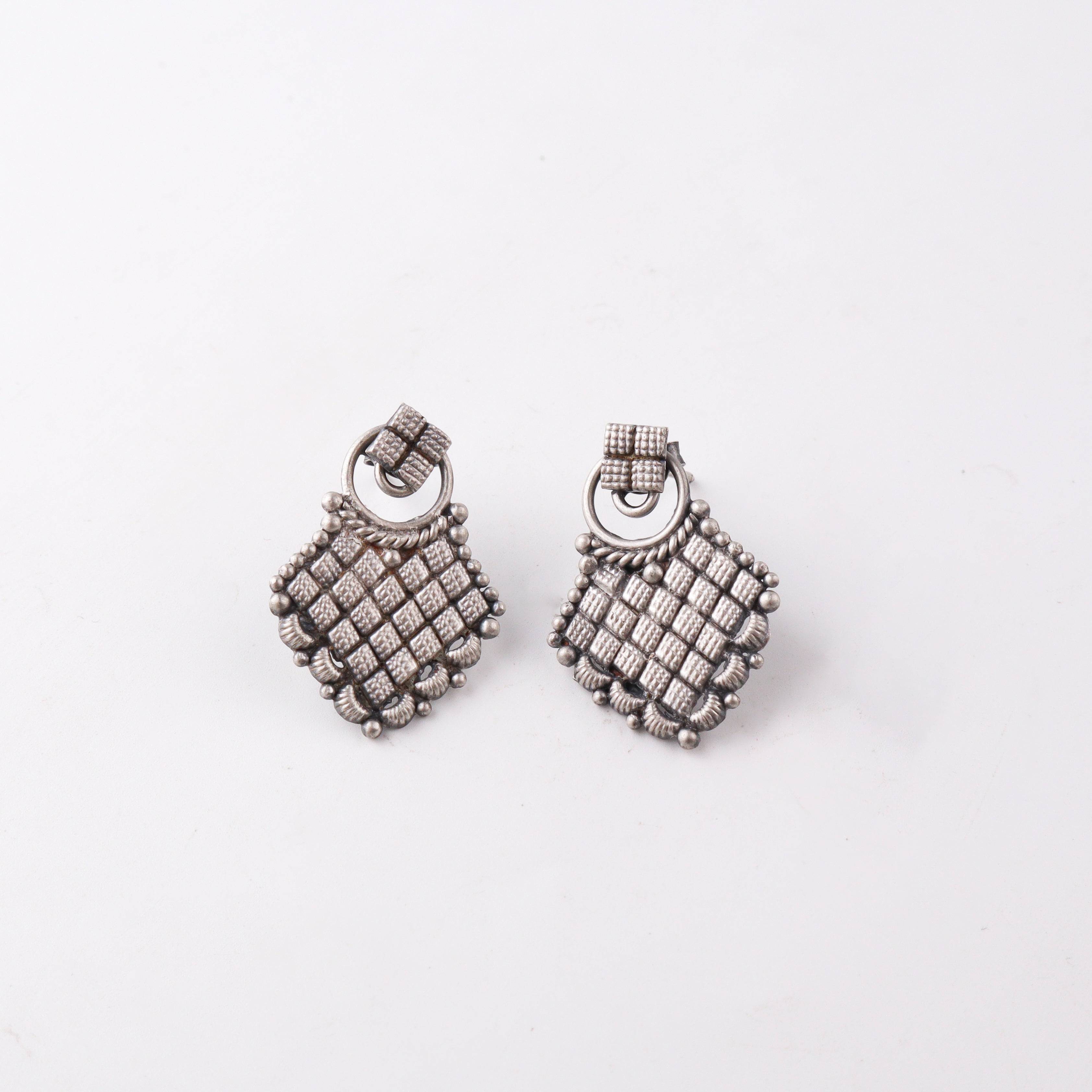 Silver Oxidized Jacket Earring