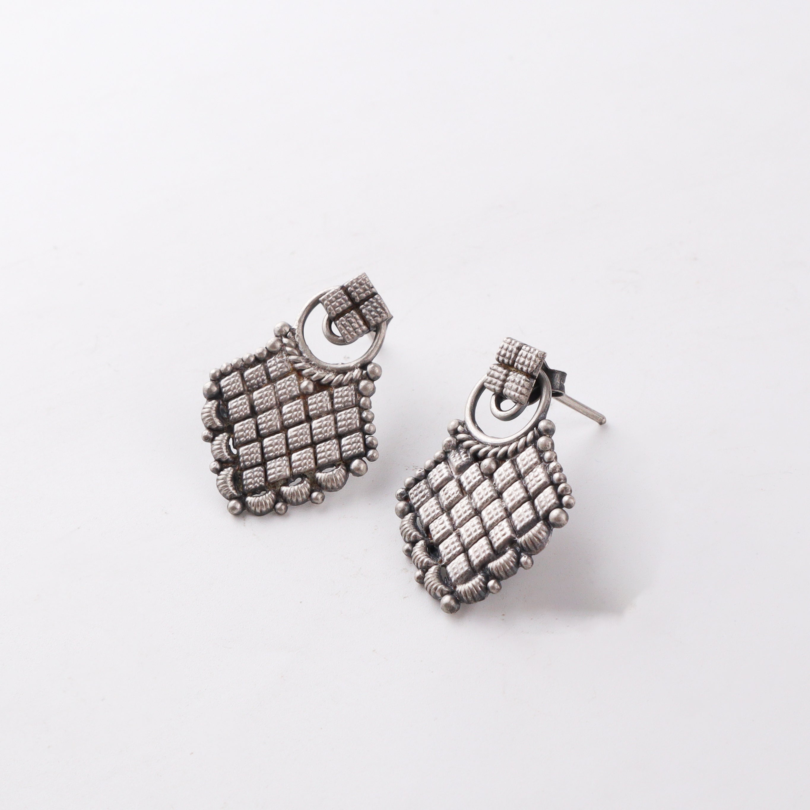 Silver Oxidized Jacket Earring