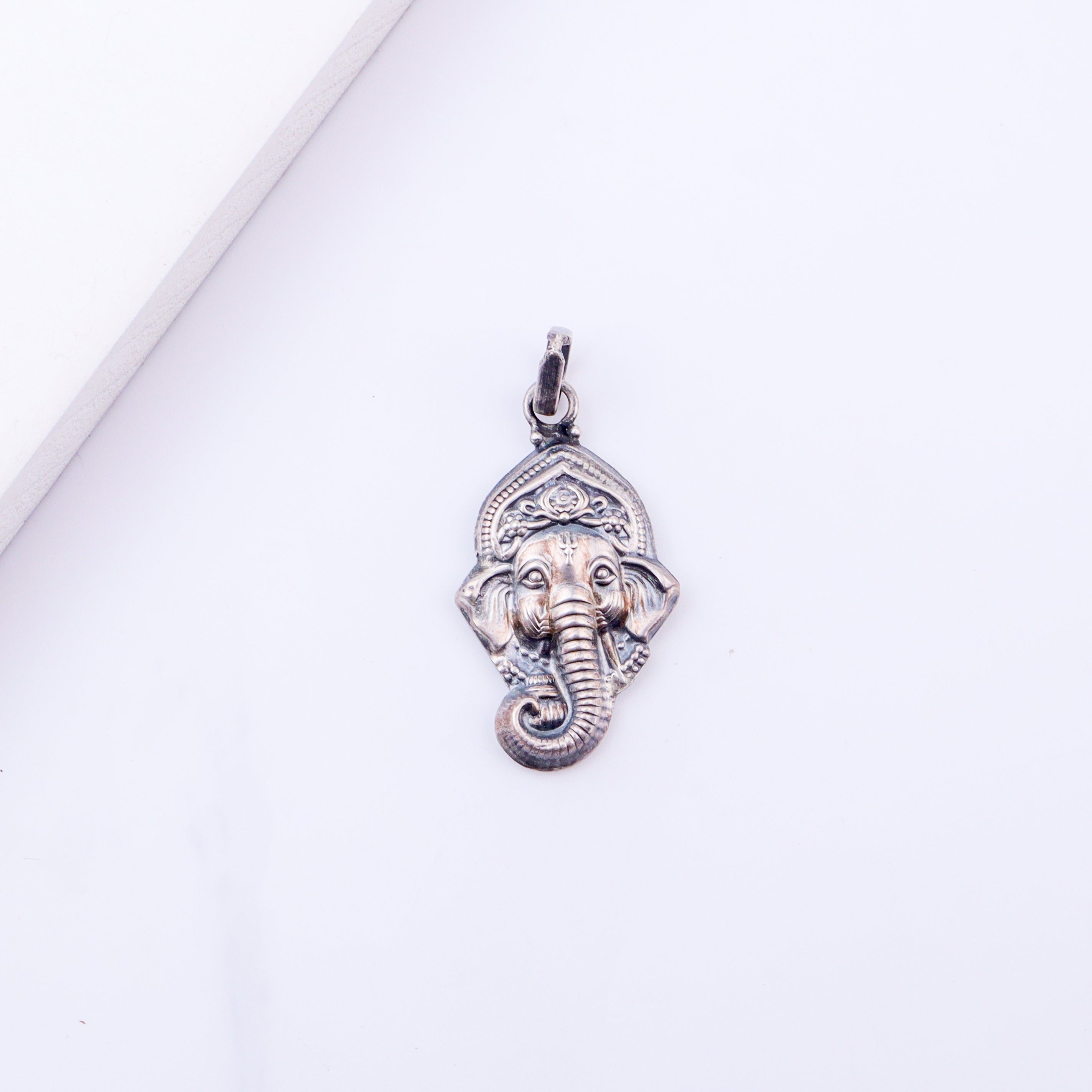 Silver Ganesh Pendant Oxidized Big (Without Chain)