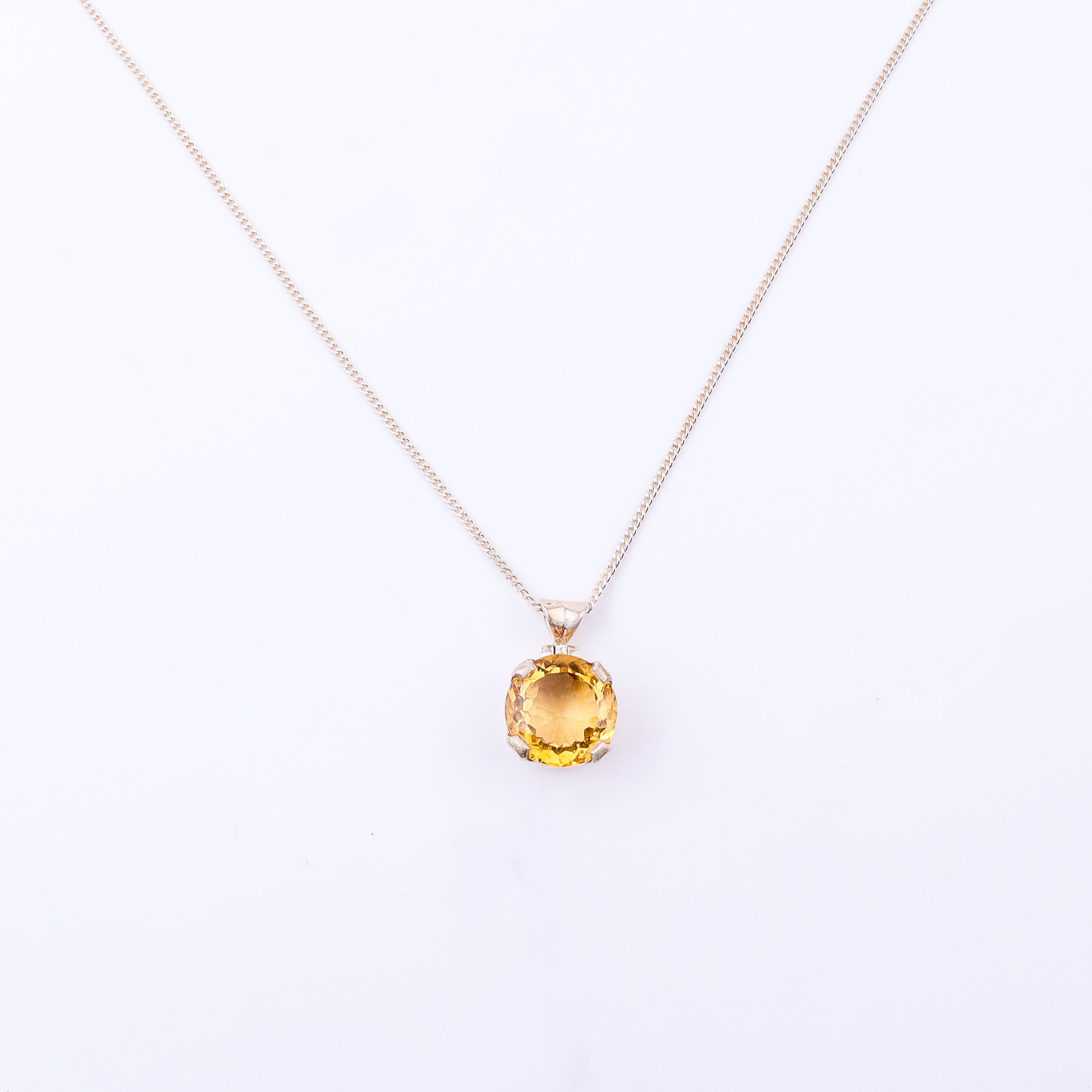 Silver Pendant with Citrine Faceted Stone