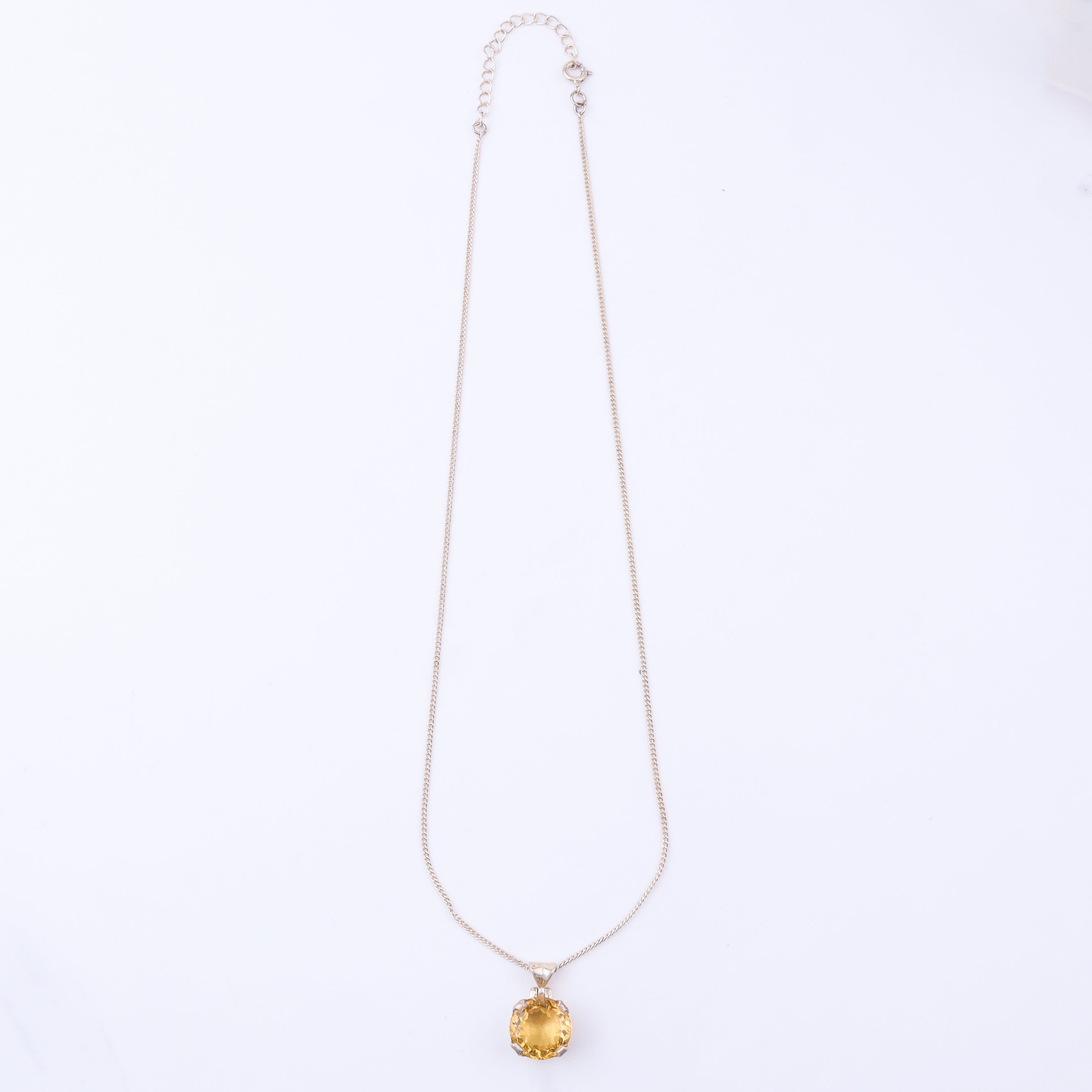Silver Pendant with Citrine Faceted Stone