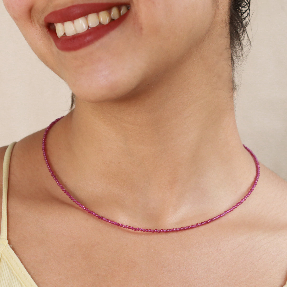 Silver Ruby Necklace (Round)