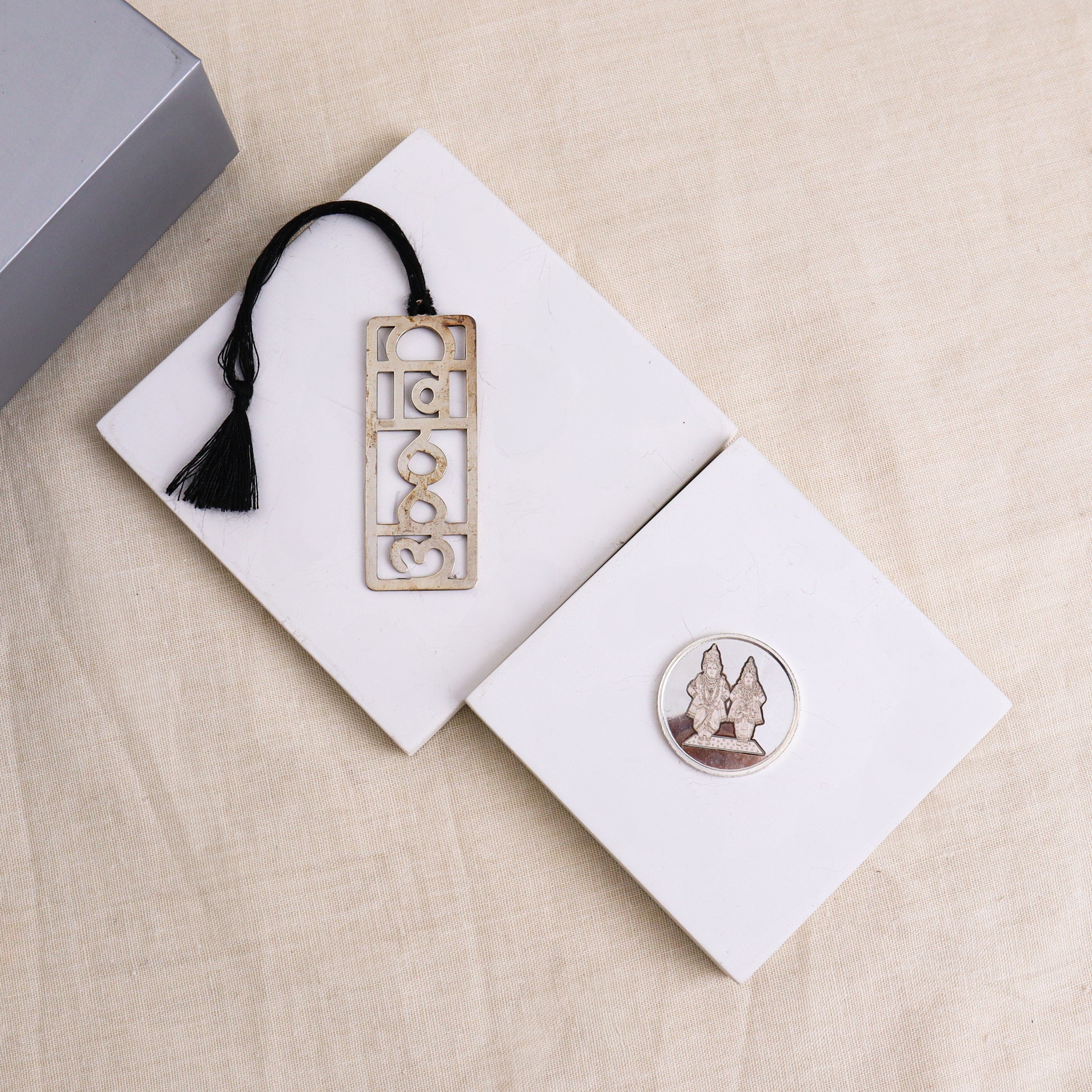 Silver Gift Set : Vitthal Bookmark and Silver Vitthal Rukmini Coin 5gm