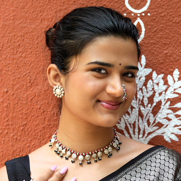 Oxidised Silver Saaj – Choker Length (Made to Order)