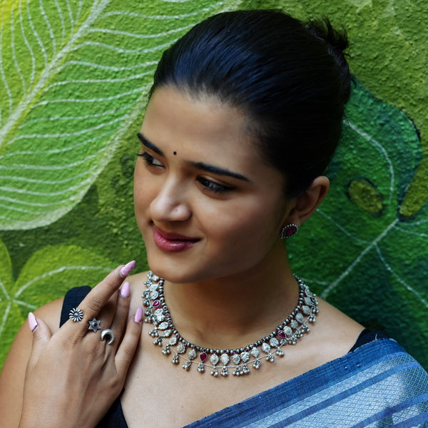Oxidised Silver Saaj - Big Motif (Made to Order)