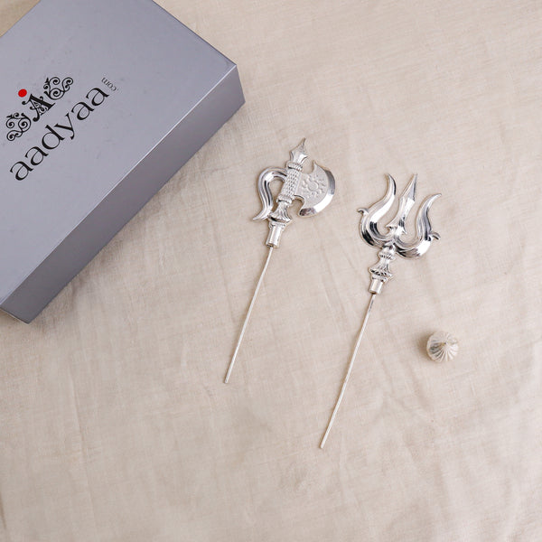 Silver Gift Set : Big Trishul ,Parshu, and Small Modak