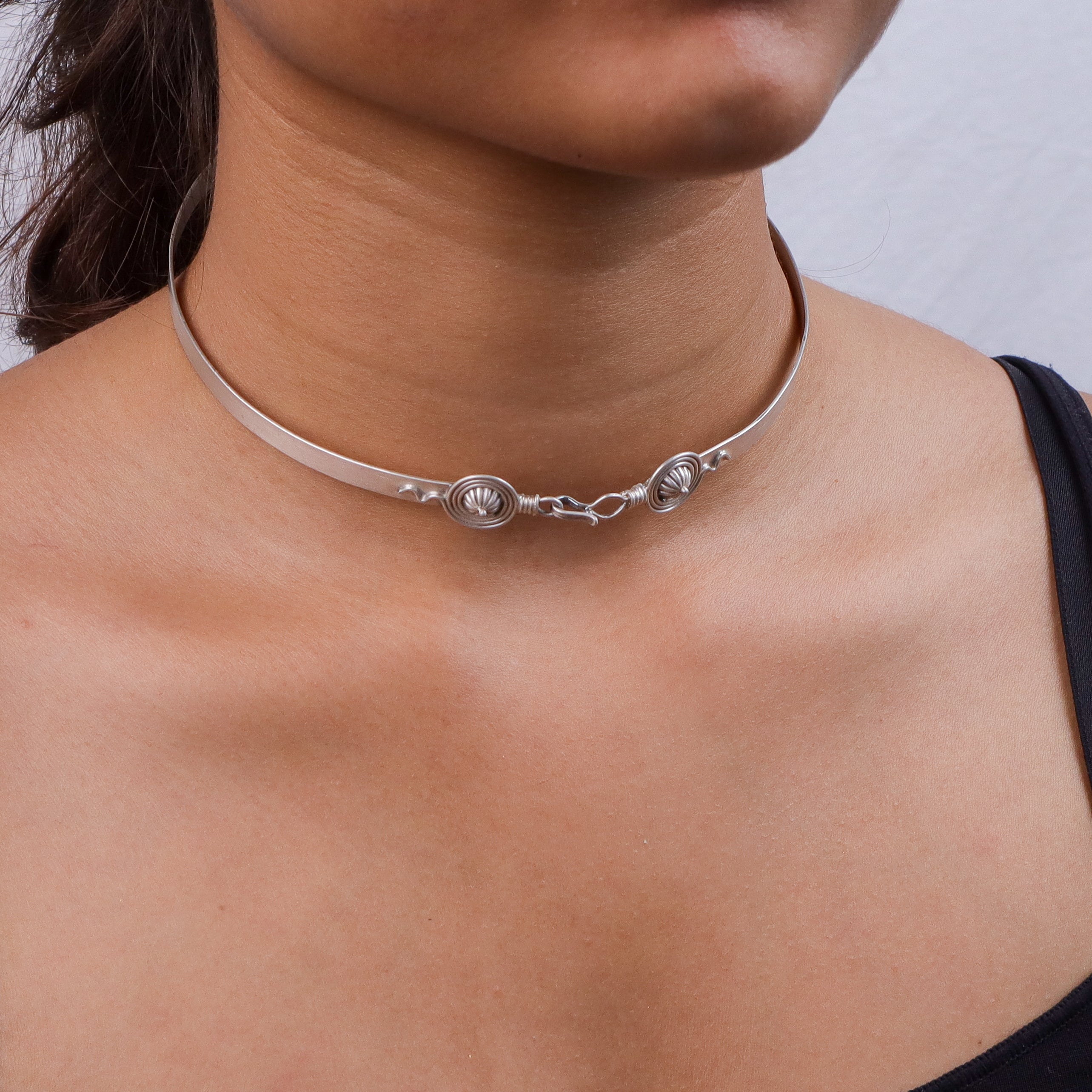 Chitaak – Dome Motif Choker Necklace | Oxidised Silver | (Made to Order)