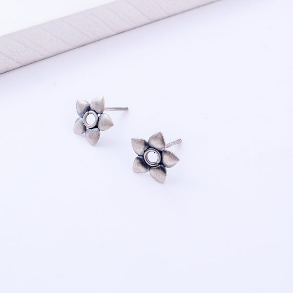 Silver Flower Motif Studs