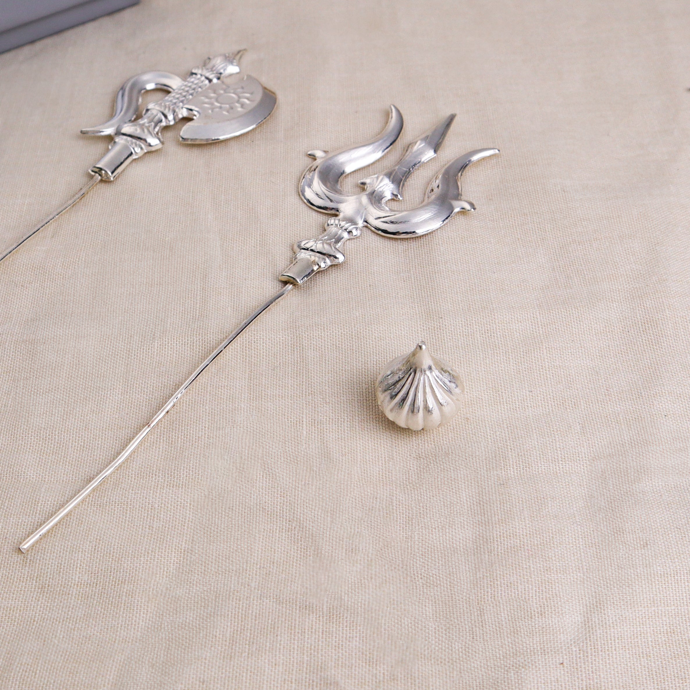 Silver Gift Set : Big Trishul ,Parshu, and Small Modak