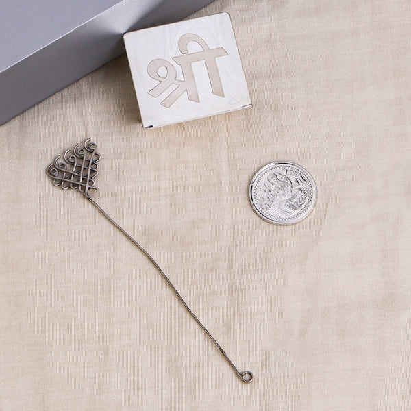 Silver Gift Set: Shree Silver Stand with Saraswati Bookmark and Aadyaa Coin