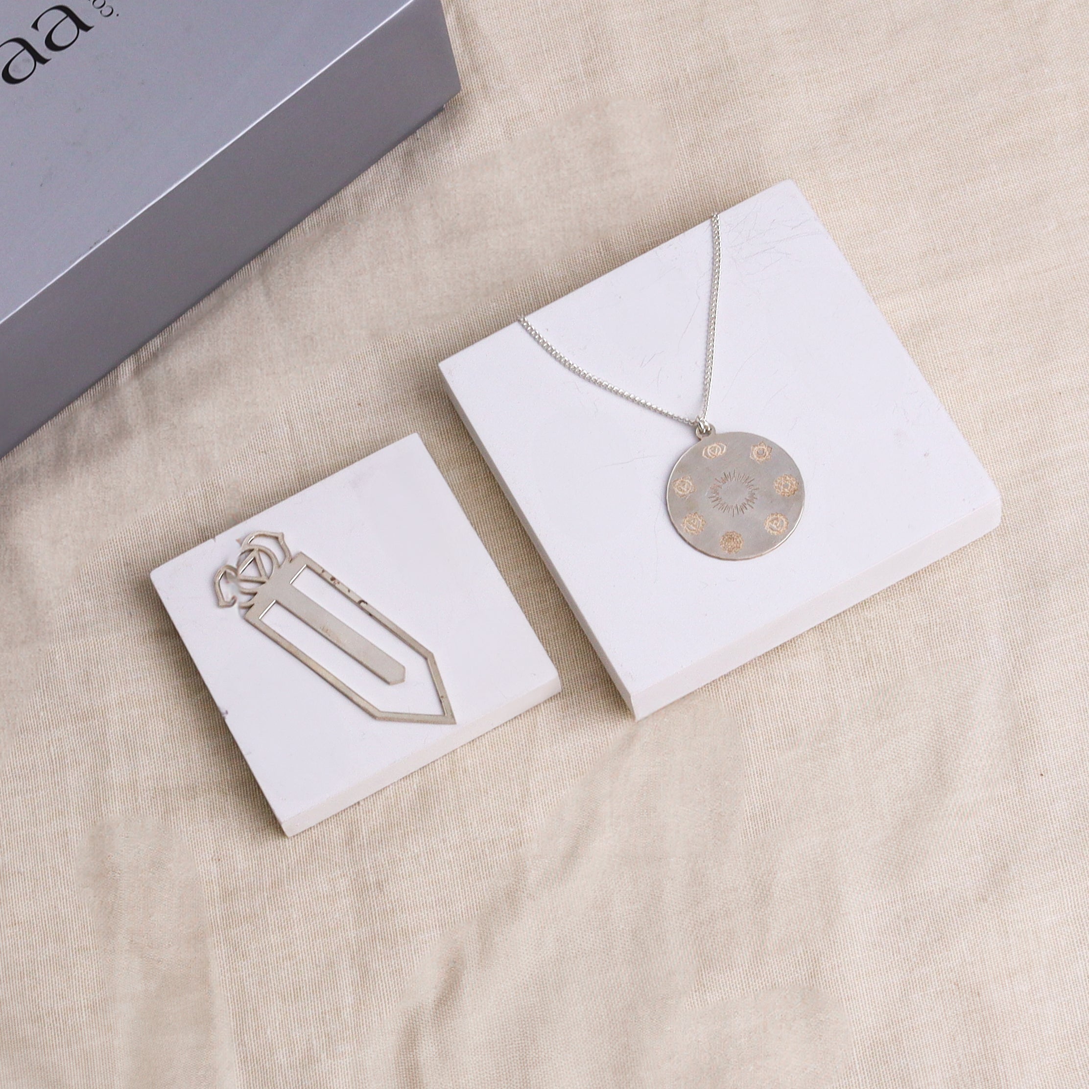 Silver Gift Set : Ajna Chakra Bookmark with Yoga Pendant