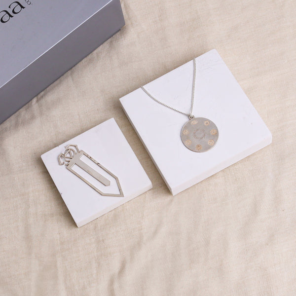 Silver Gift Set : Ajna Chakra Bookmark with Yoga Pendant