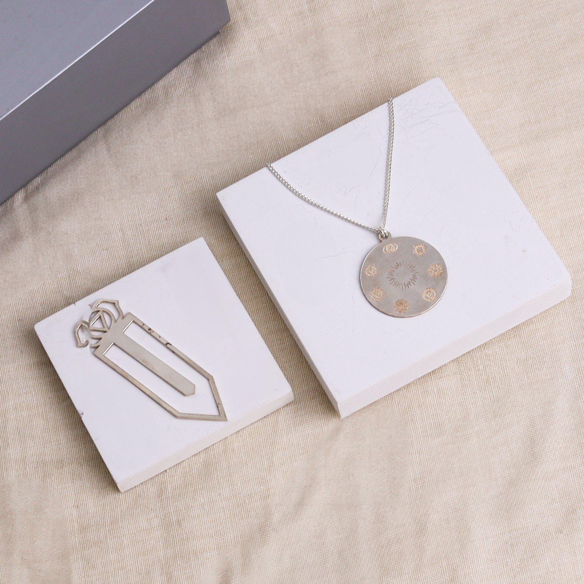 Silver Gift Set : Ajna Chakra Bookmark with Yoga Pendant