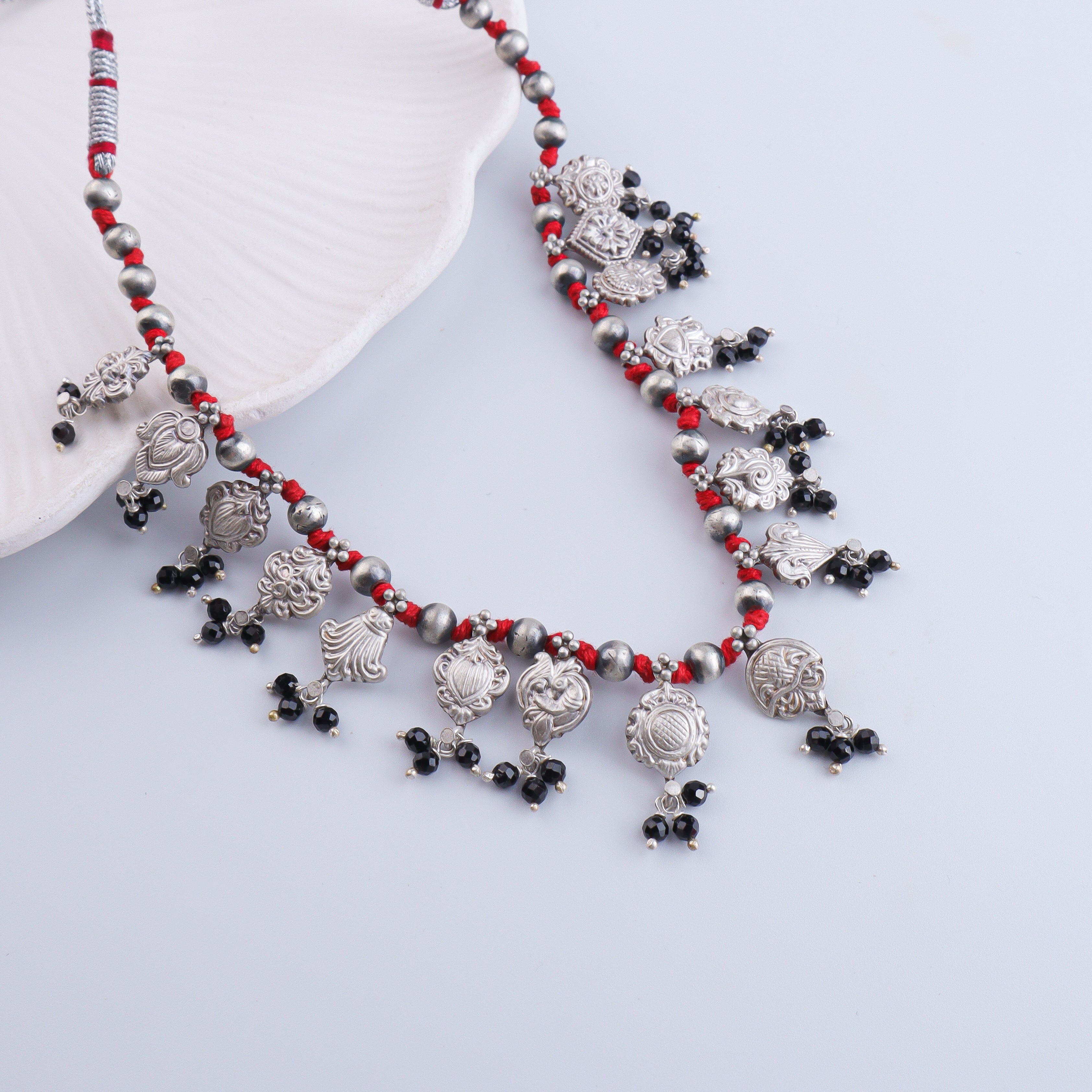 Oxidised Silver Saaj – Choker Length (Made to Order)