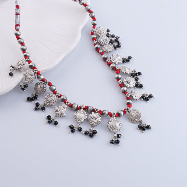 Oxidised Silver Saaj – Choker Length (Made to Order)