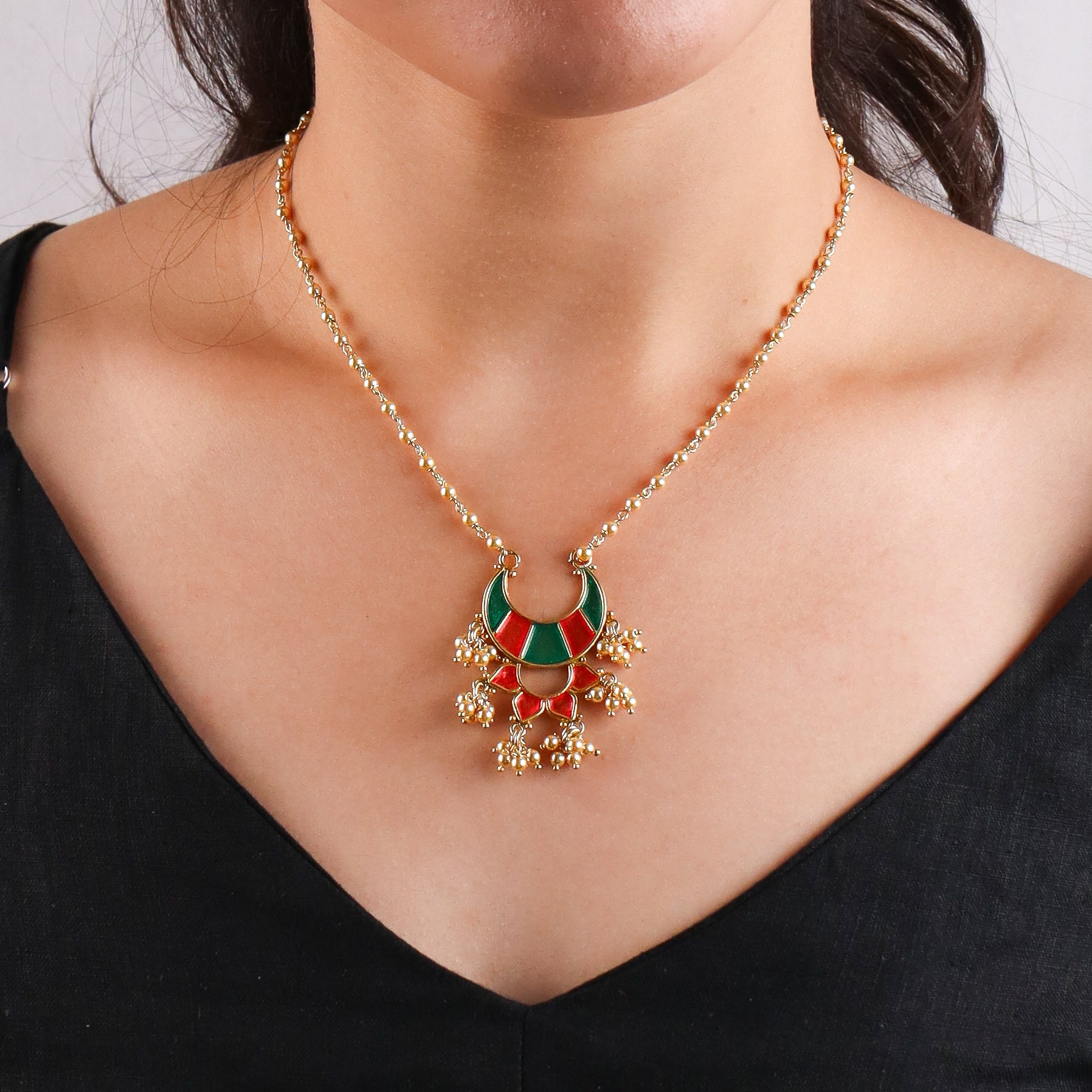 Meena Chandphool Necklace | 22K Gold Plated
