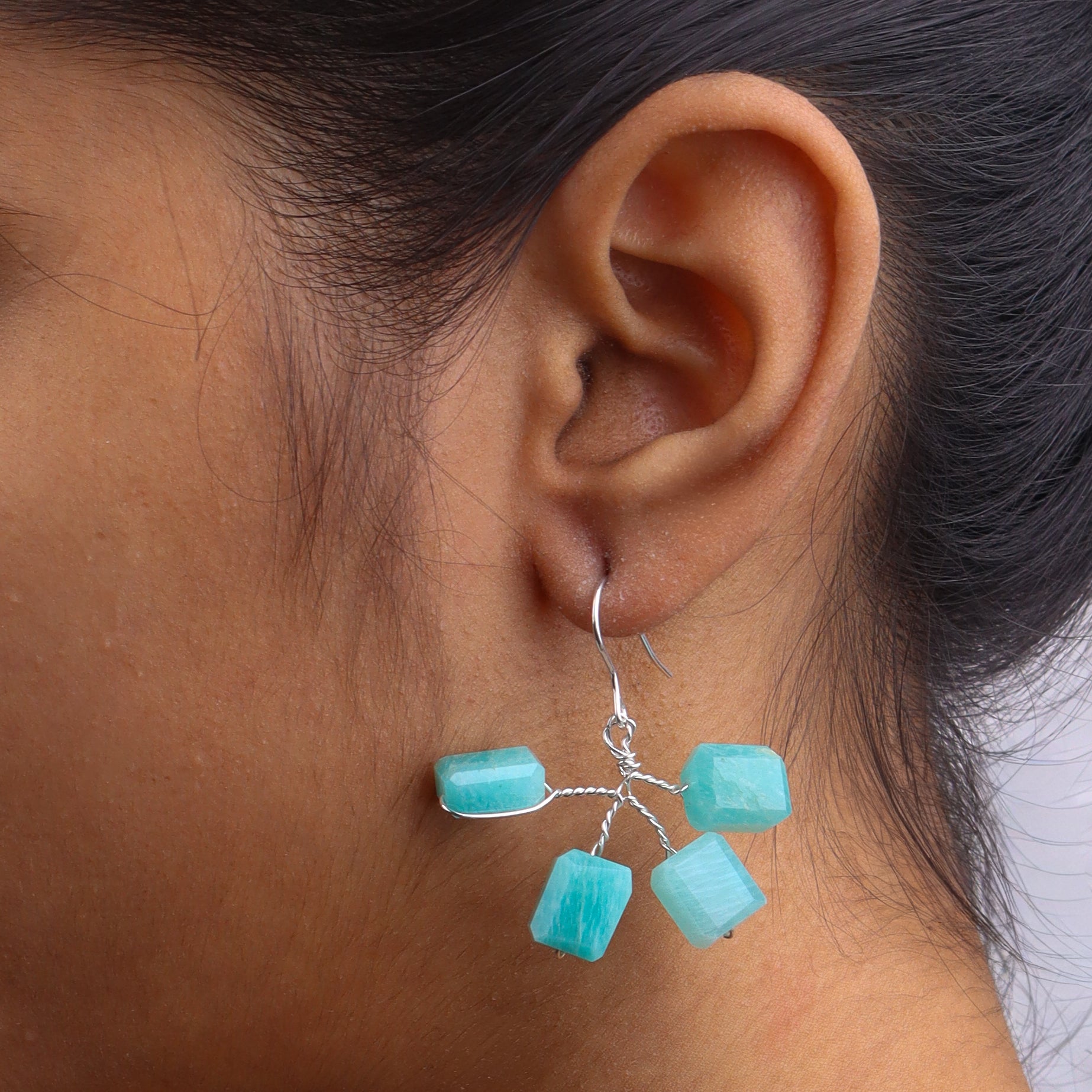 Amazonite Silver Earrings (Project Handmade)