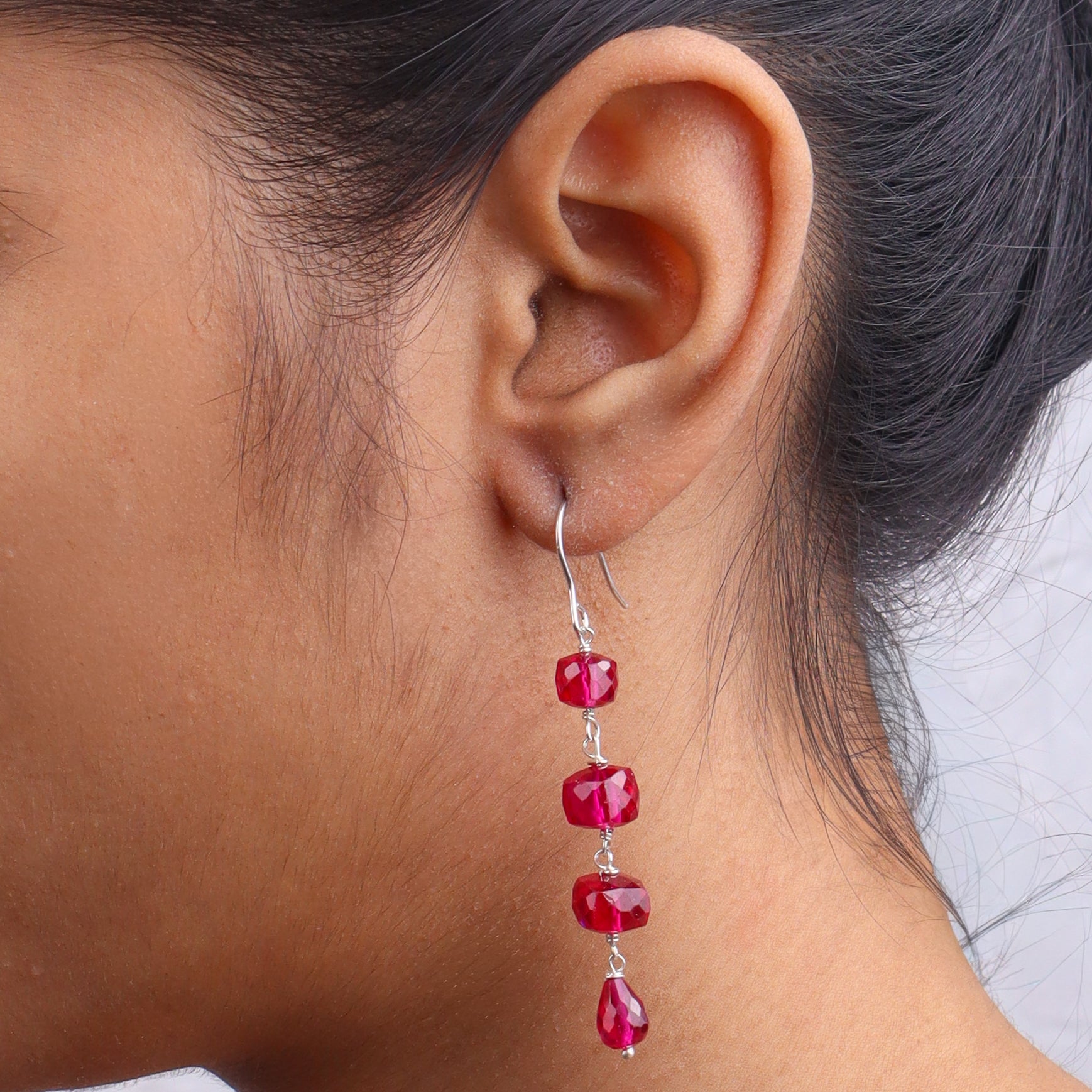 Ruby Silver Earrings (Project Handmade)