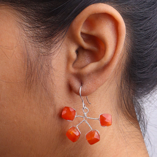 Carnelian Silver Earrings (Project Handmade)