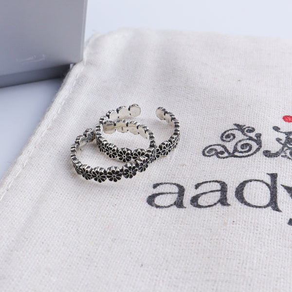 Flower Silver Toe Ring