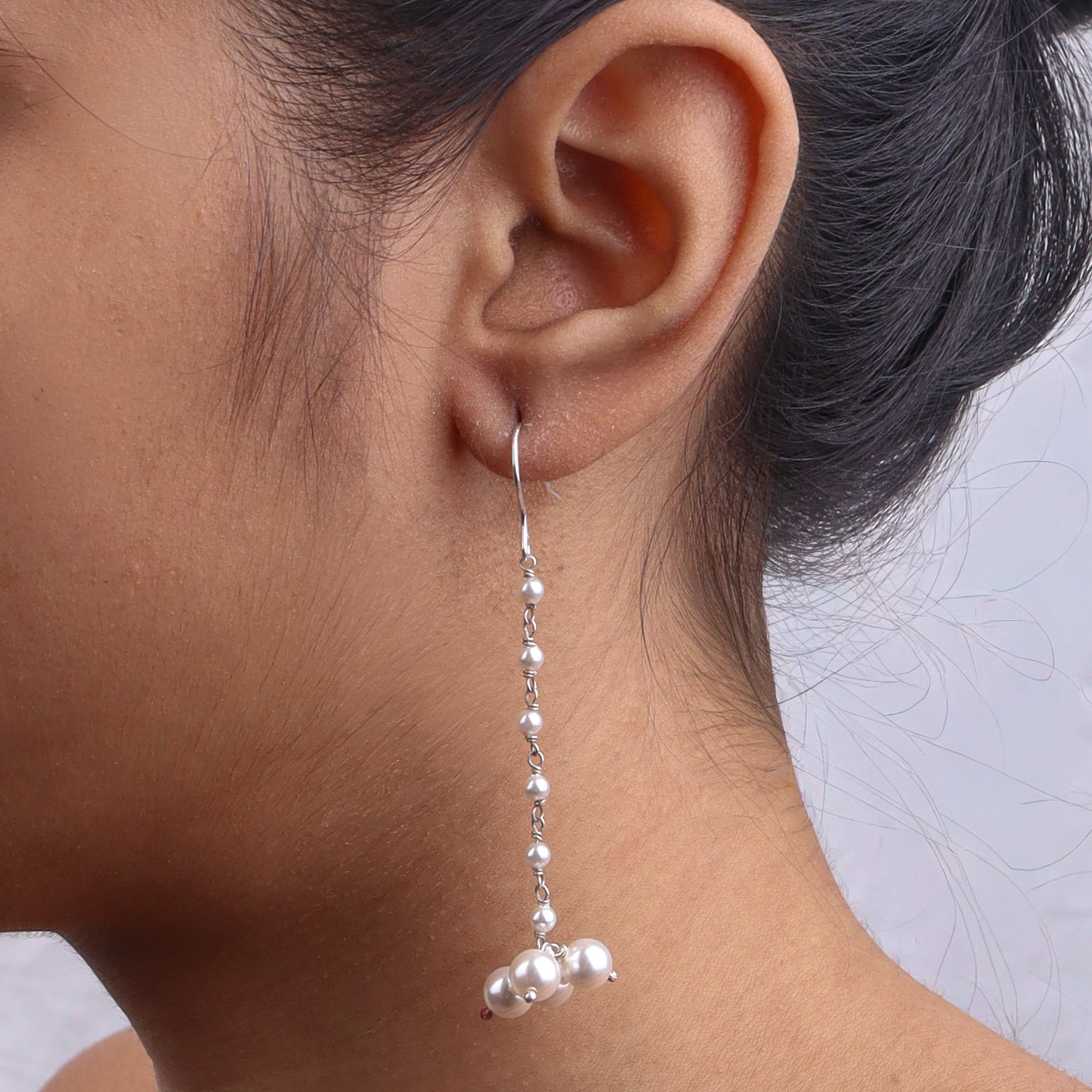 Pearl Bunch Silver Earrings (Project Handmade)