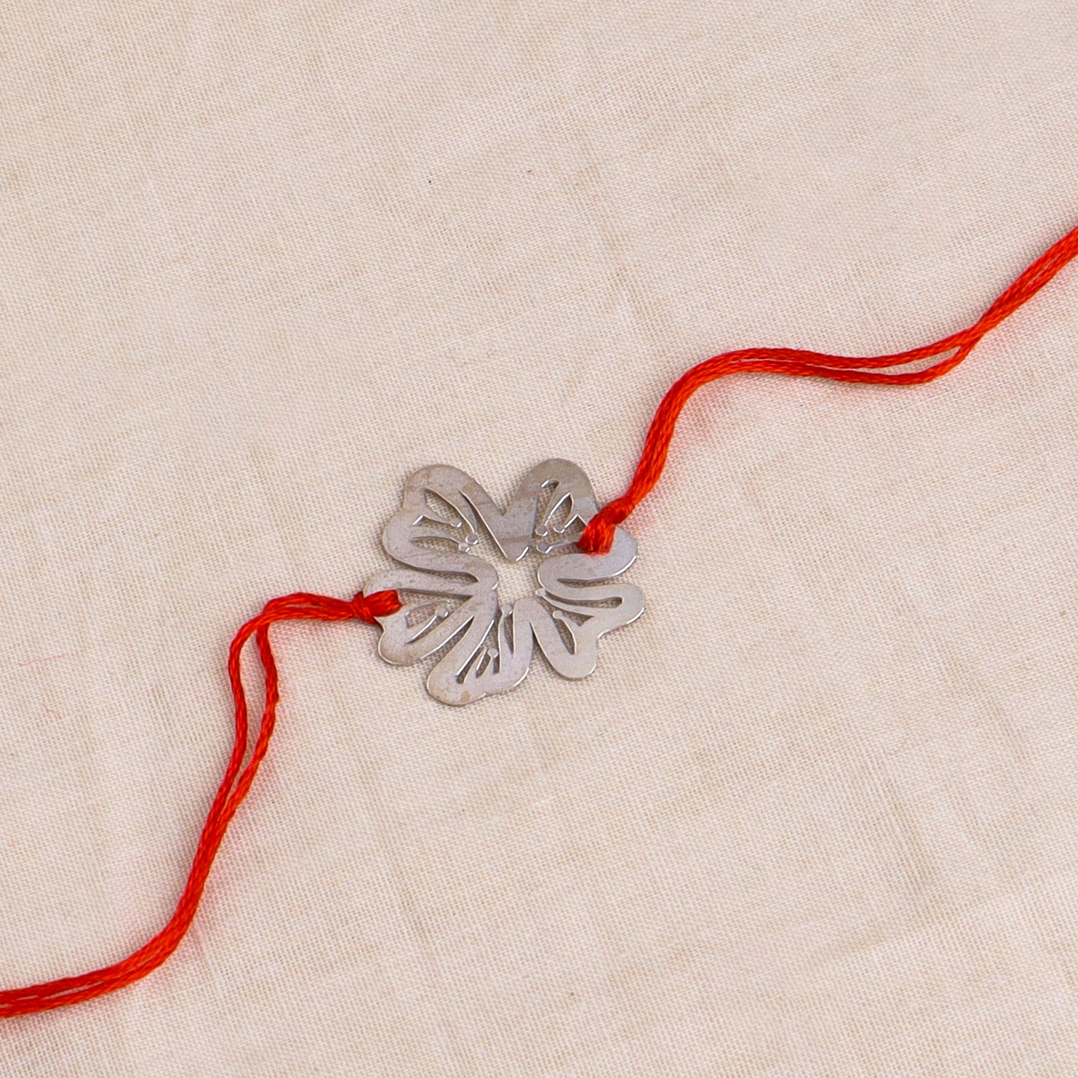 Silver Laser Cut Gulmohar Rakhi