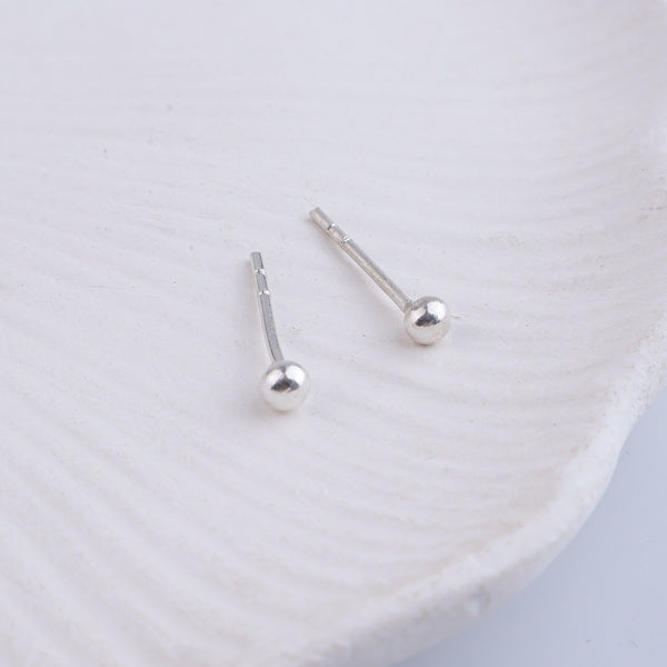 Tiny Silver Stud Earrings - Medium