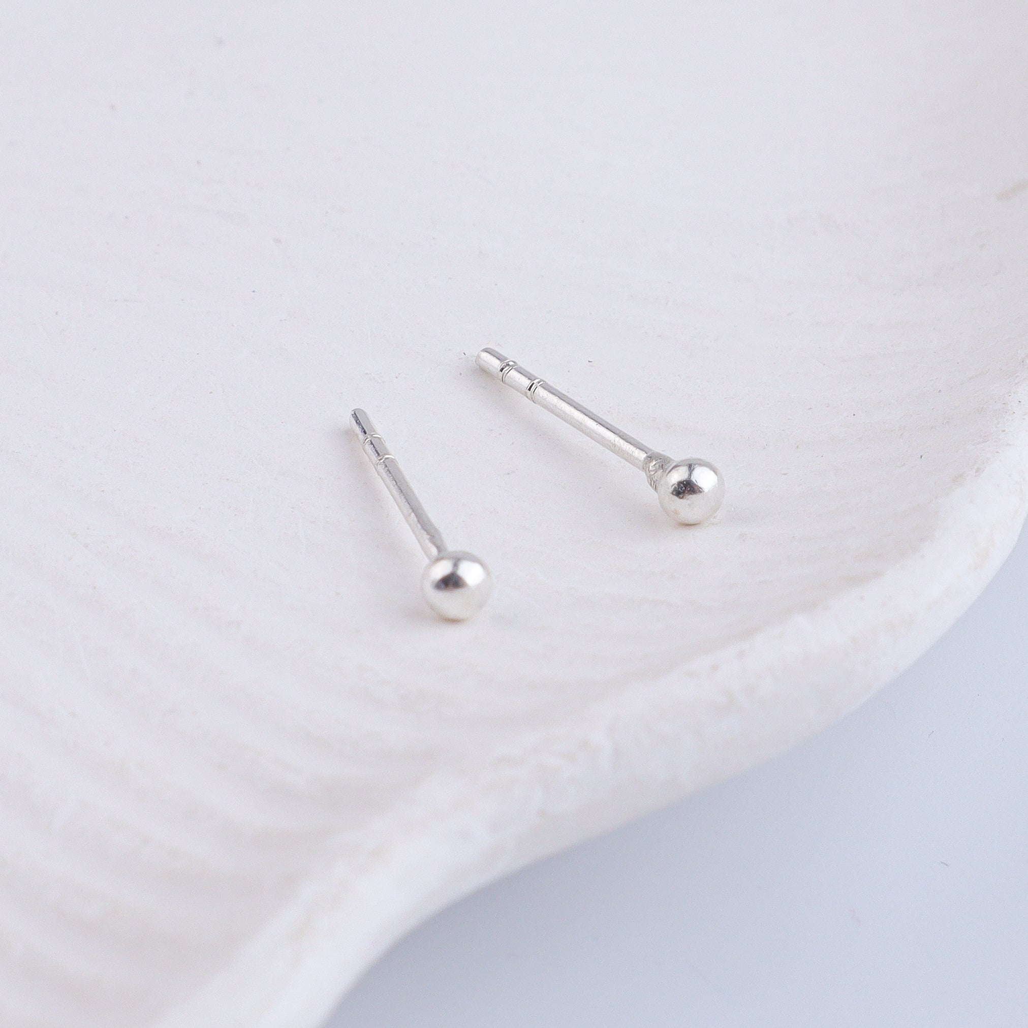 Tiny Silver Stud Earrings - Small