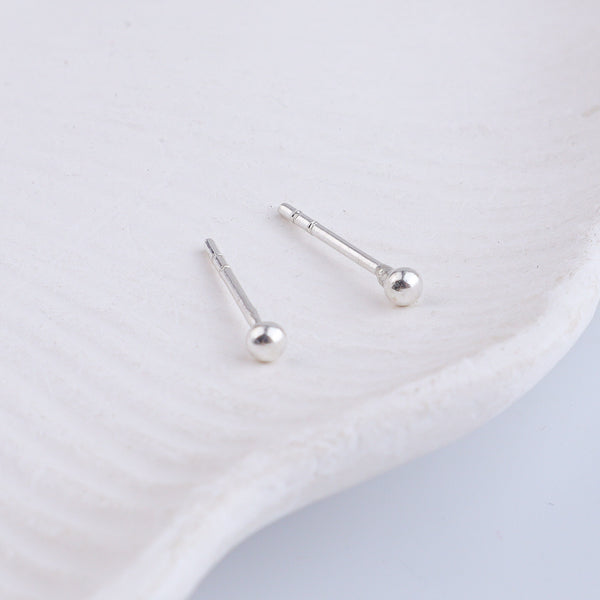 Tiny Silver Stud Earrings - Small