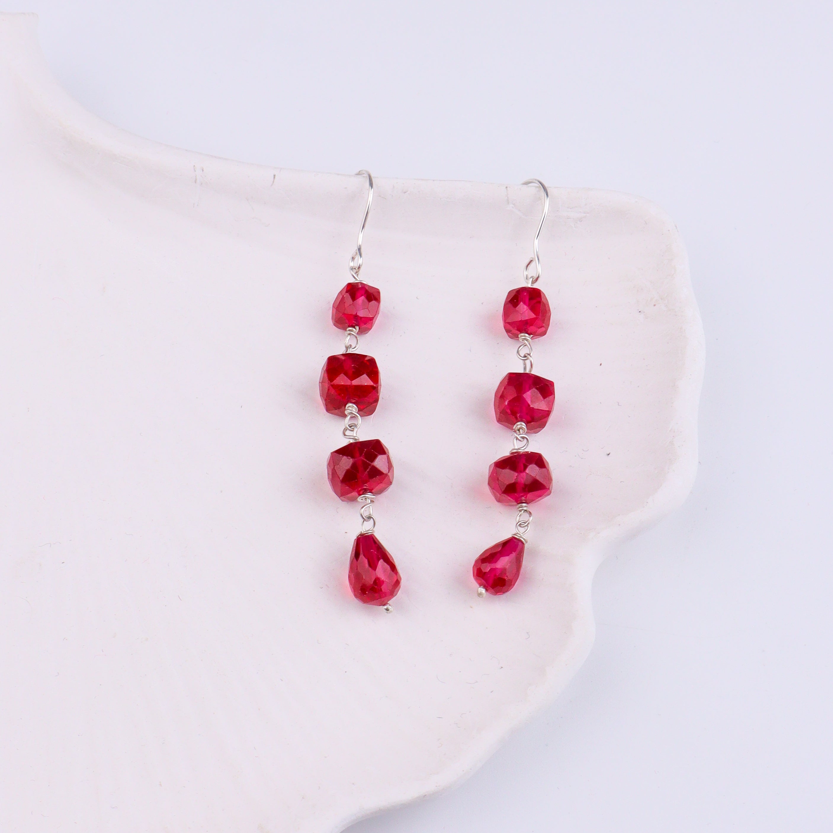 Ruby Silver Earrings (Project Handmade)