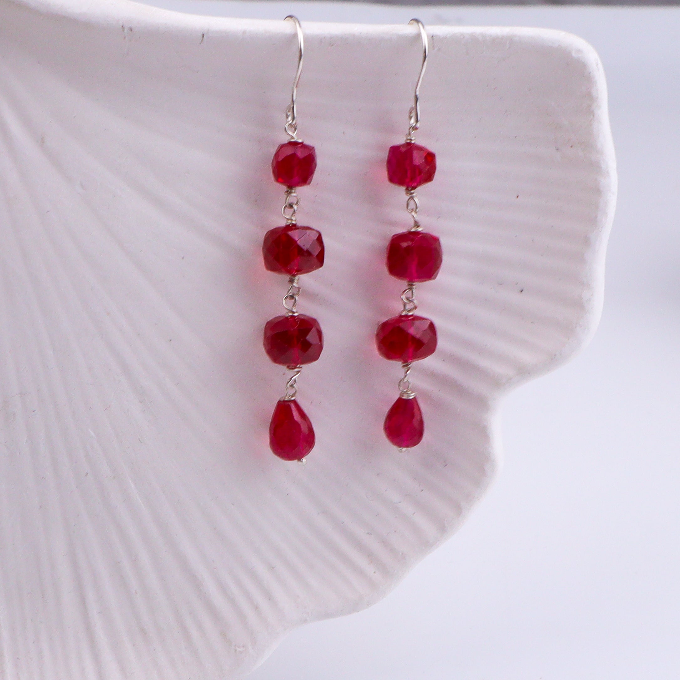 Ruby Silver Earrings (Project Handmade)