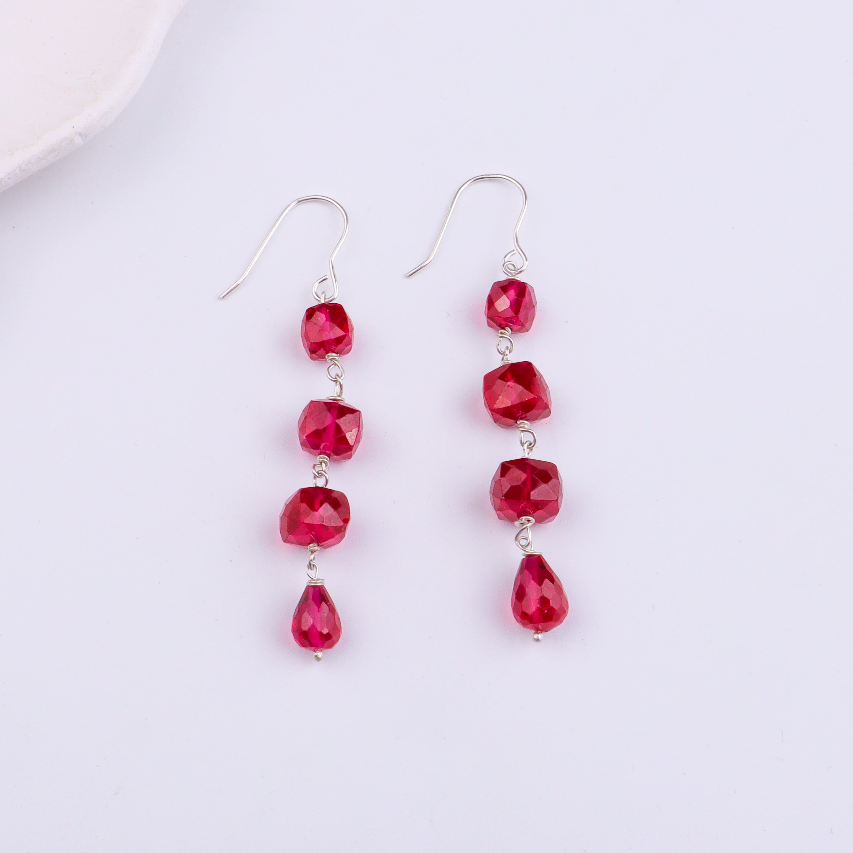 Ruby Silver Earrings (Project Handmade)
