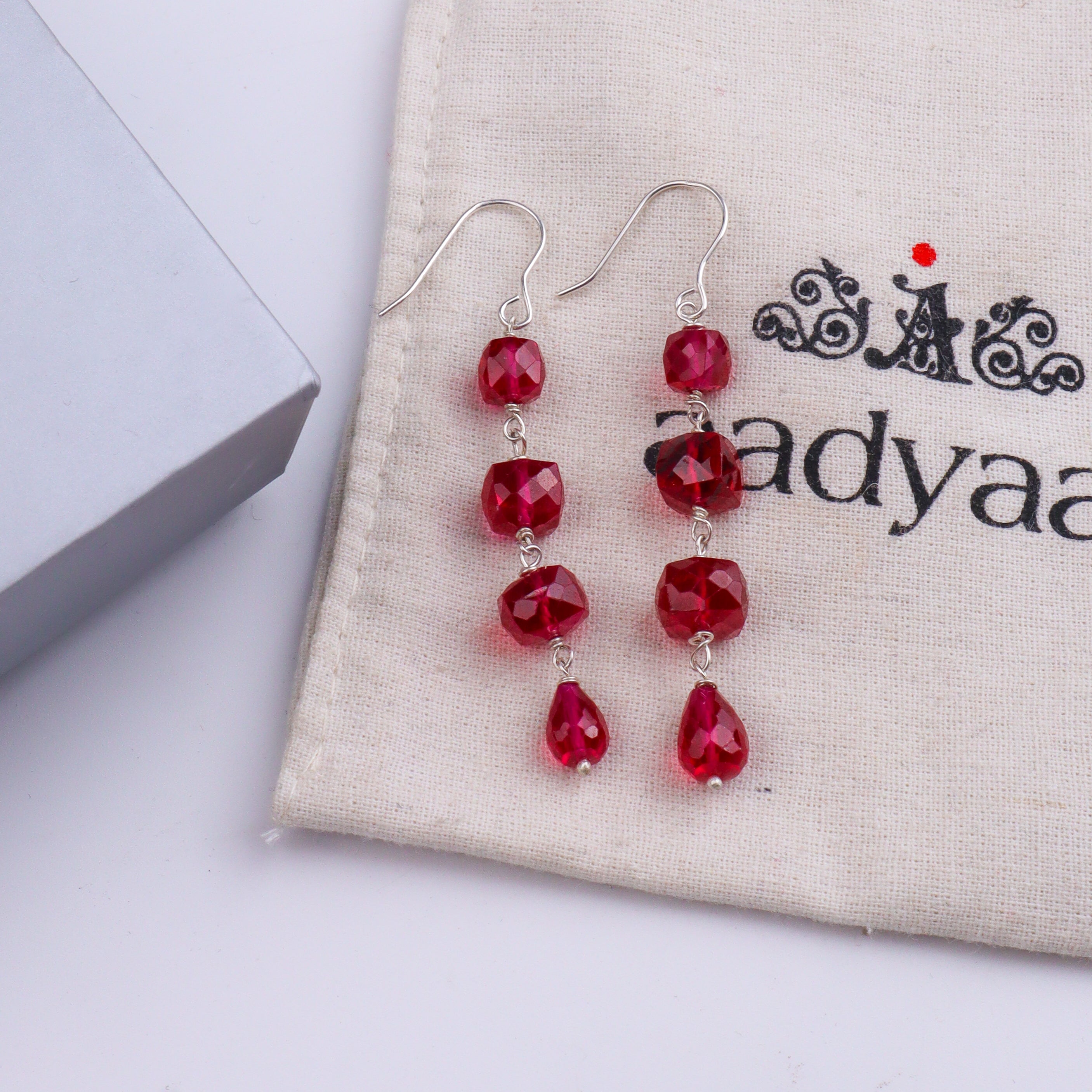 Ruby Silver Earrings (Project Handmade)