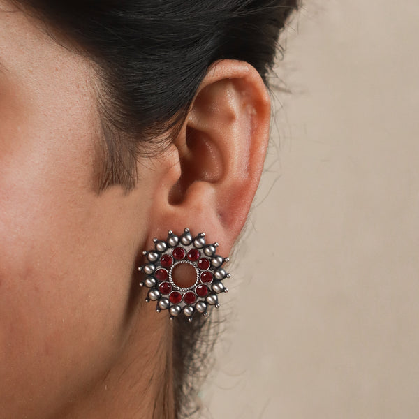 Chakra - Karwar Studs (Pink) | 92.5 Silver