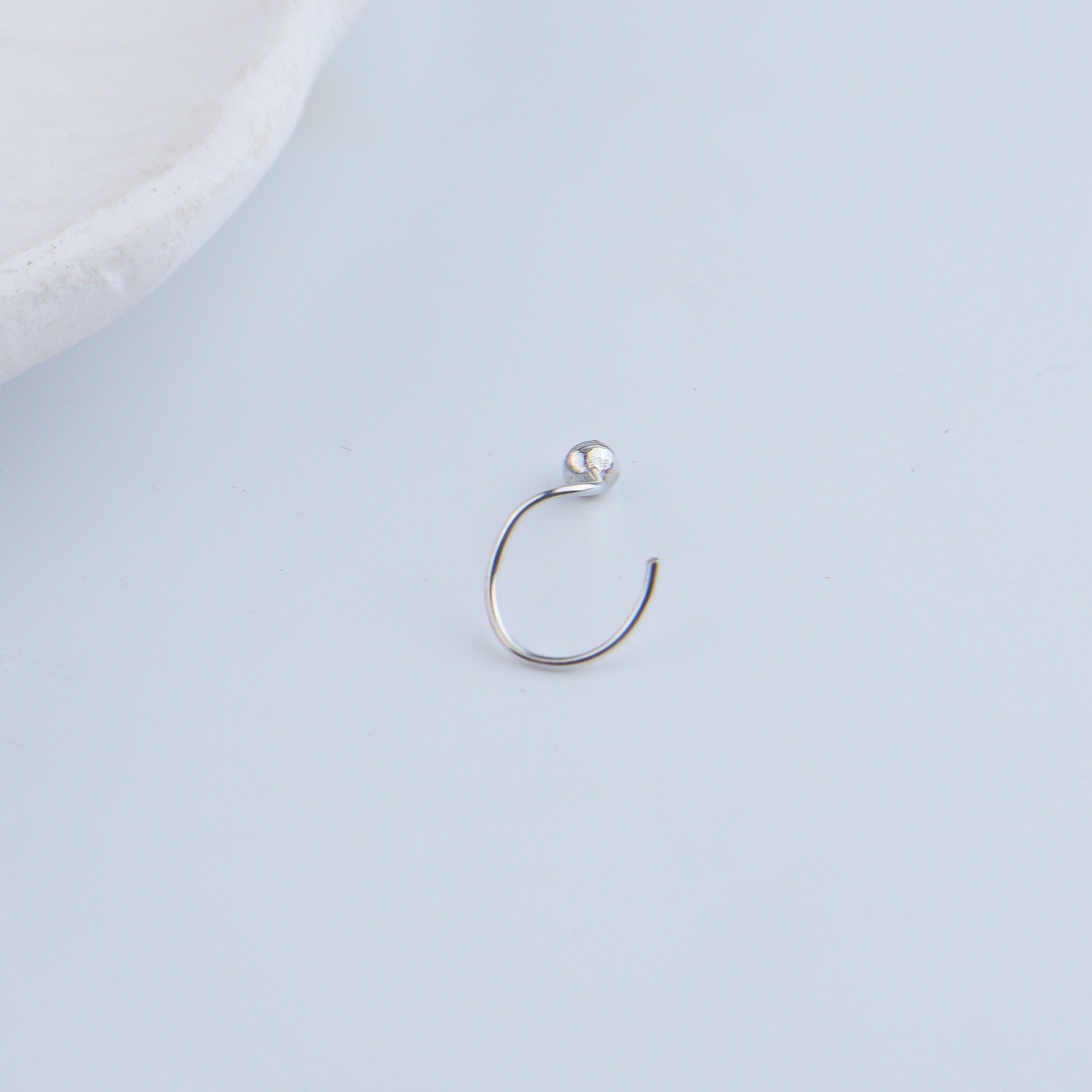 Tiny Silver Nose Pin - Big (Pierced)