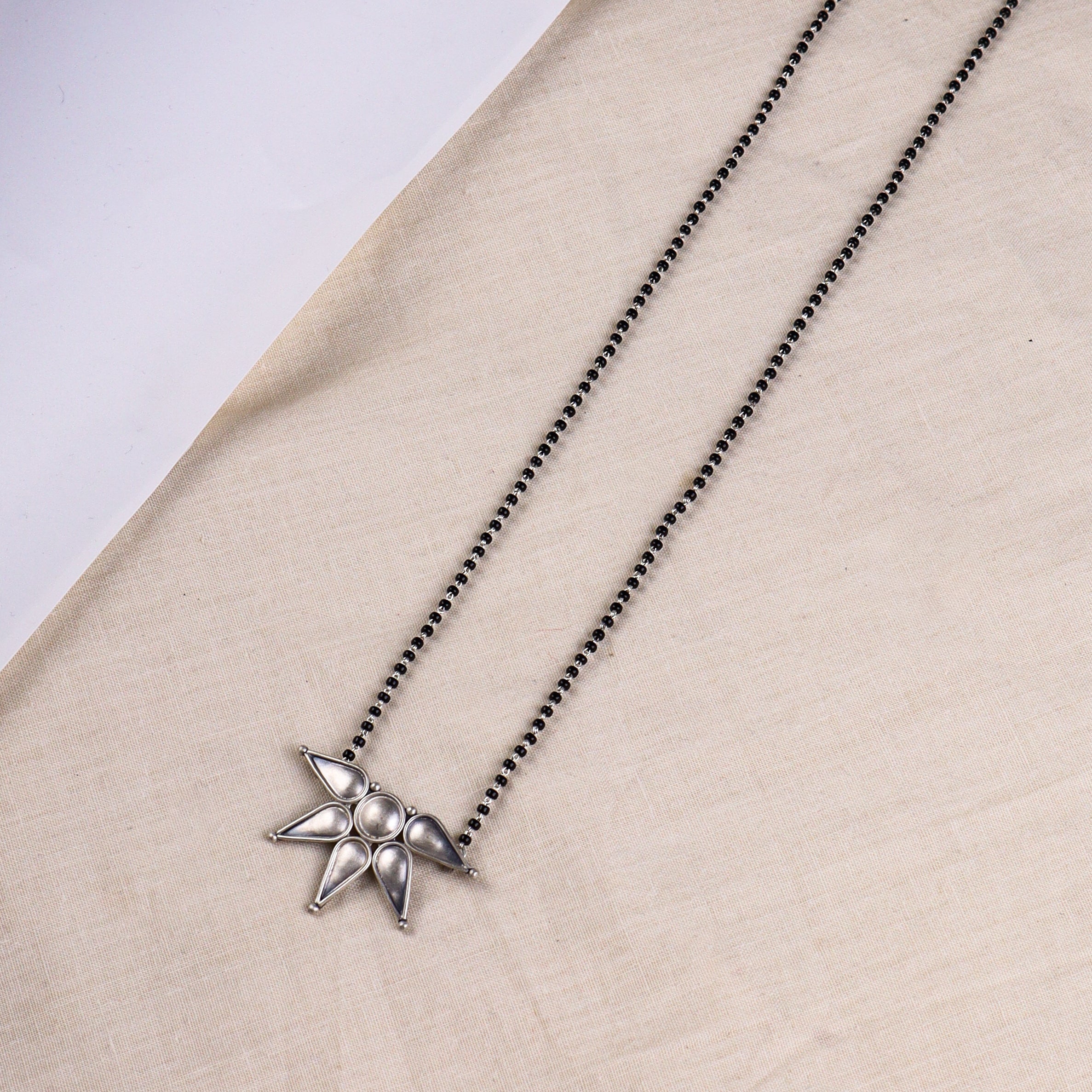Silver Half Flower Mangalsutra