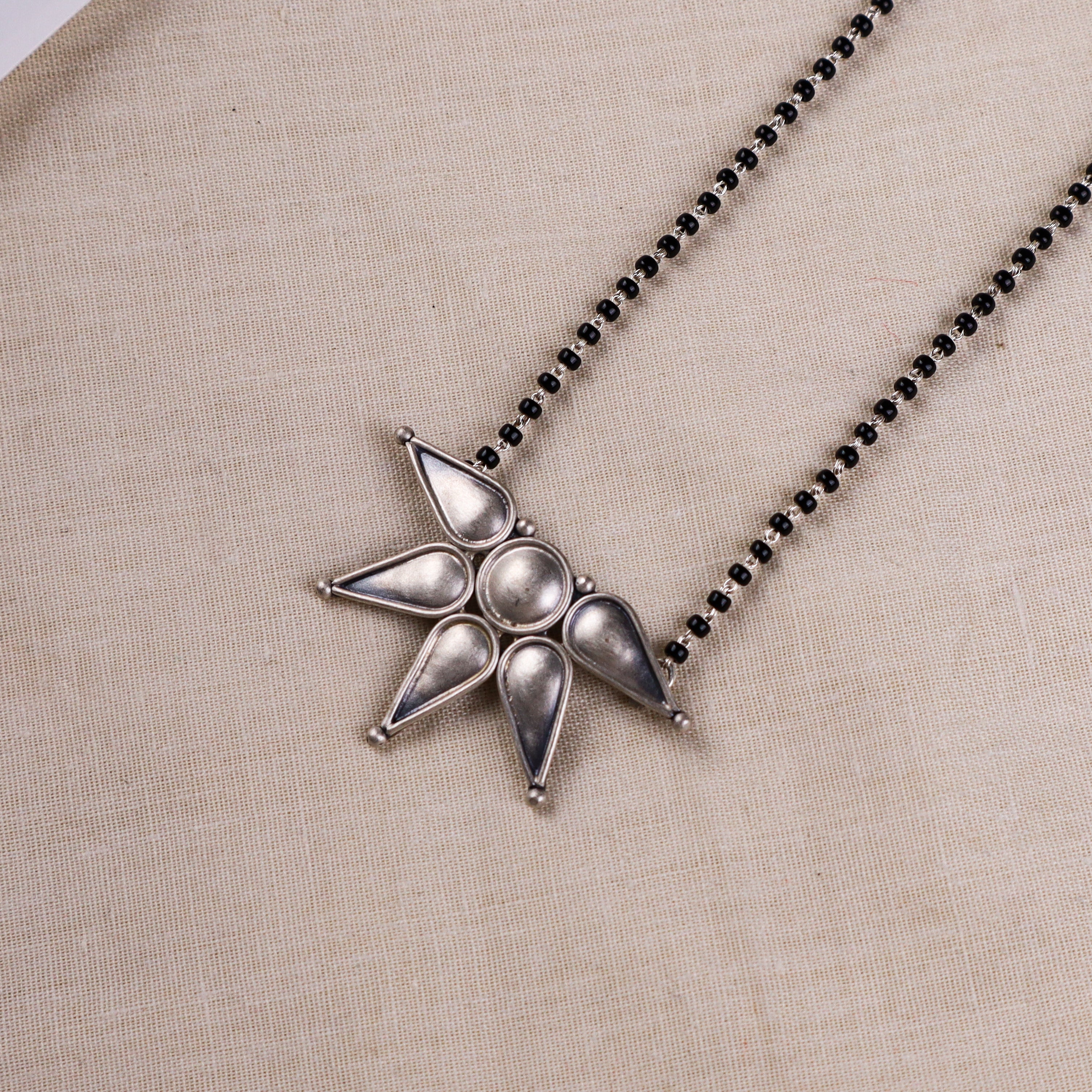 Silver Half Flower Mangalsutra