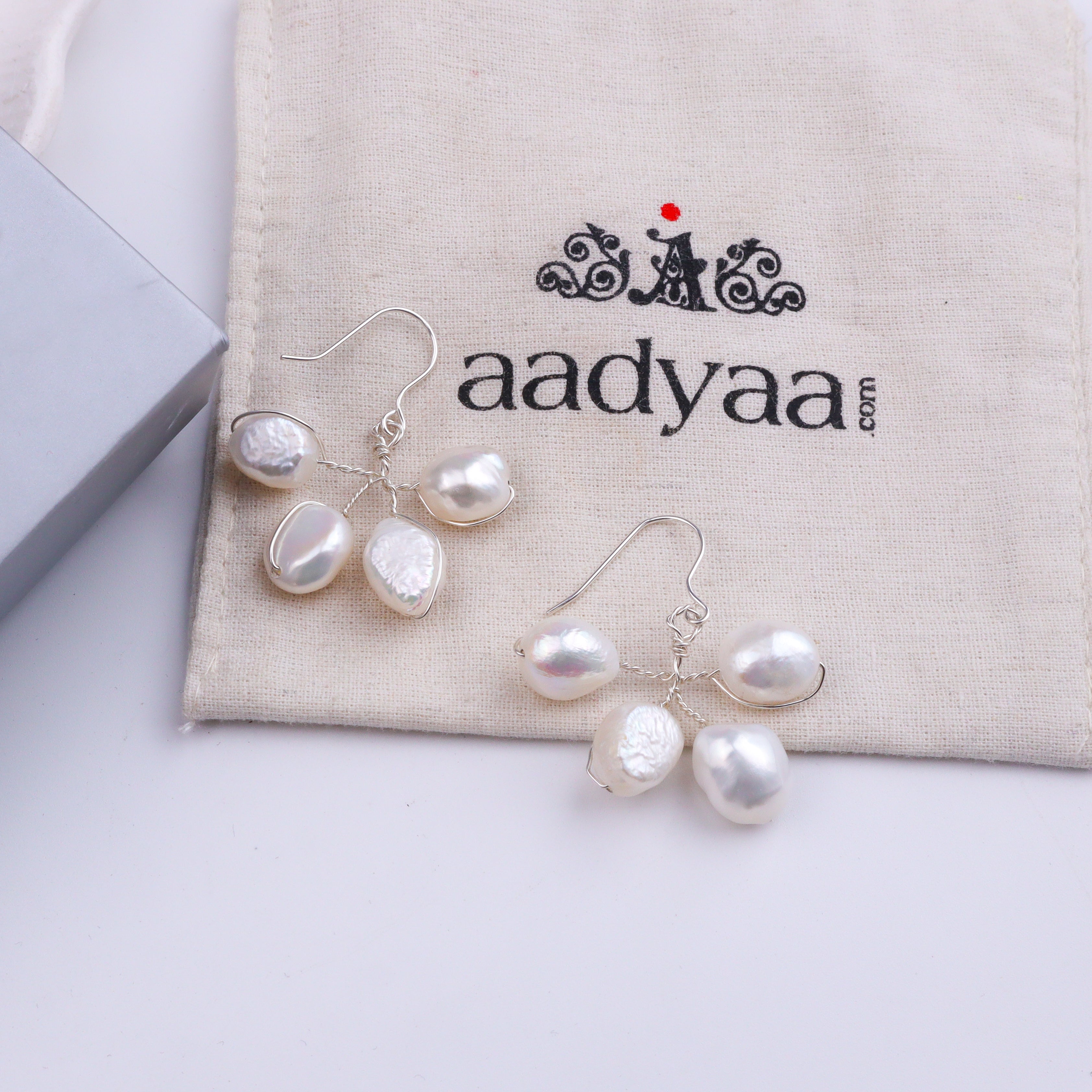 Freshwater Pearl Silver Earrings (Project Handmade)