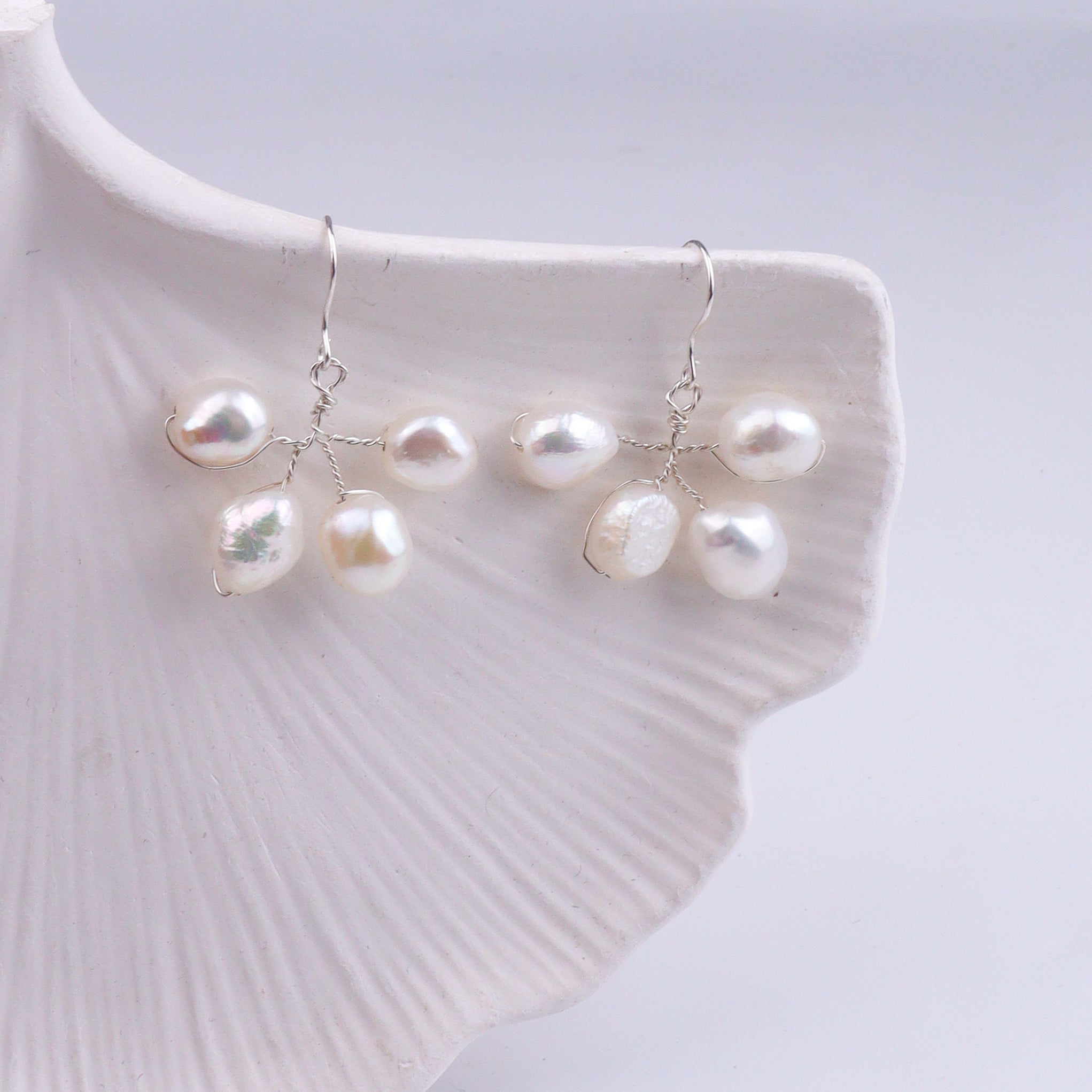 Freshwater Pearl Silver Earrings (Project Handmade)