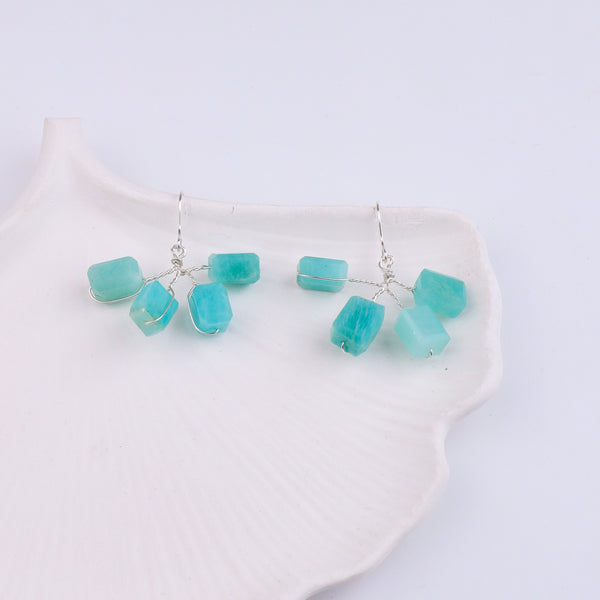 Amazonite Silver Earrings (Project Handmade)