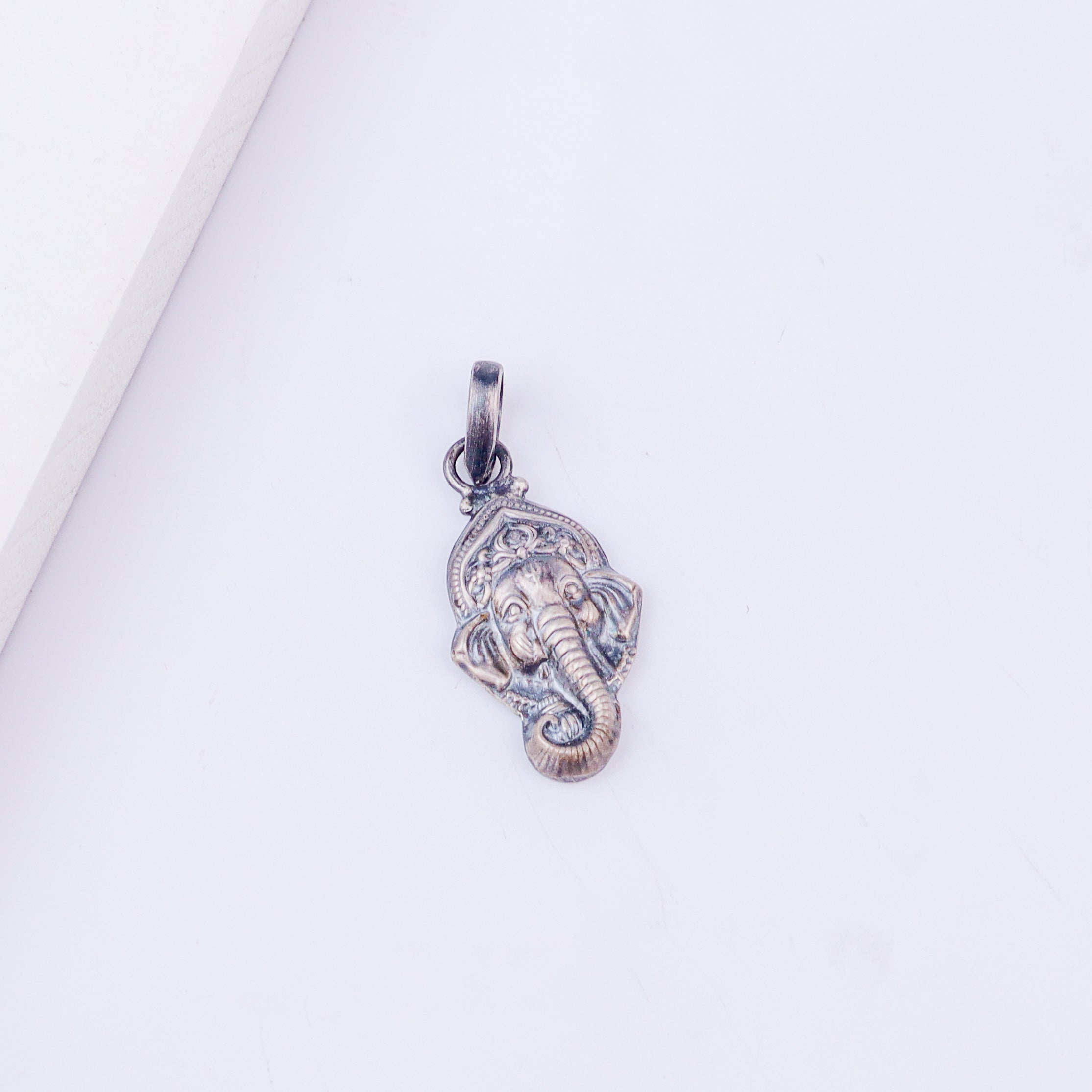Silver Ganesh Pendant Oxidized Small