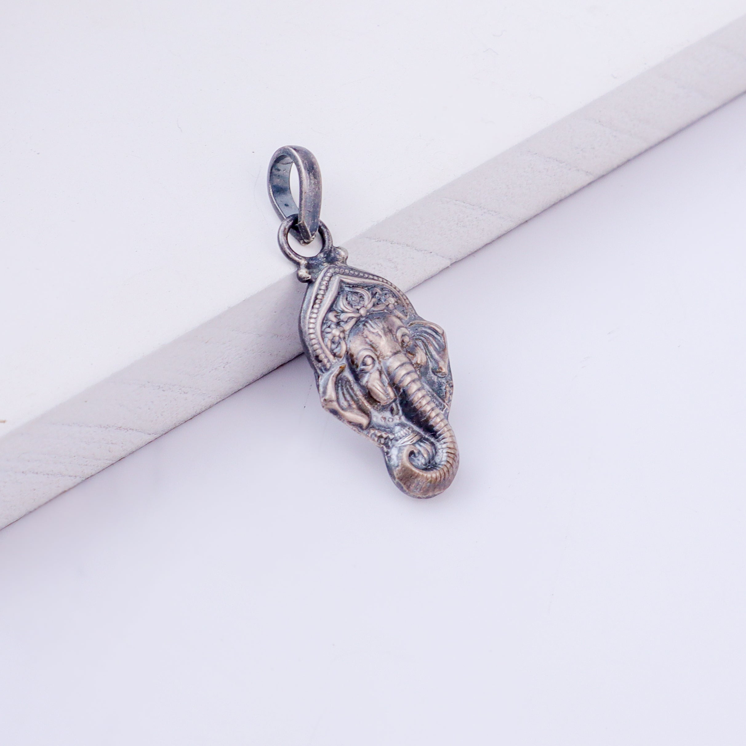 Silver Ganesh Pendant Oxidized Small
