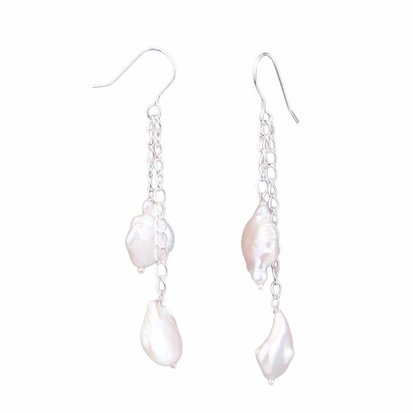 Baroque Pearl Silver Earrings (Project Handmade)