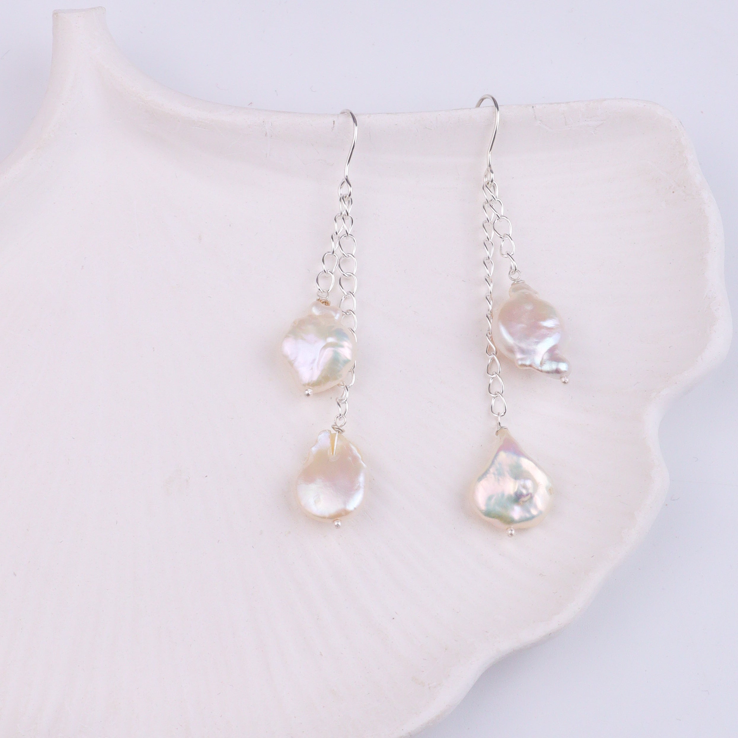 Baroque Pearl Silver Earrings (Project Handmade)