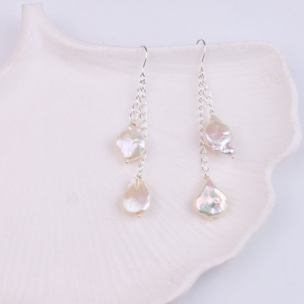 Baroque Pearl Silver Earrings (Project Handmade)