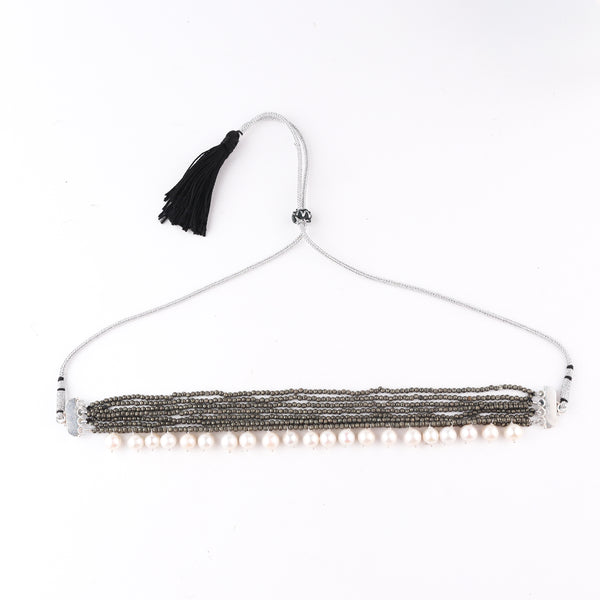 Luxe Choker - Pyrite and Fresh Water Pearls