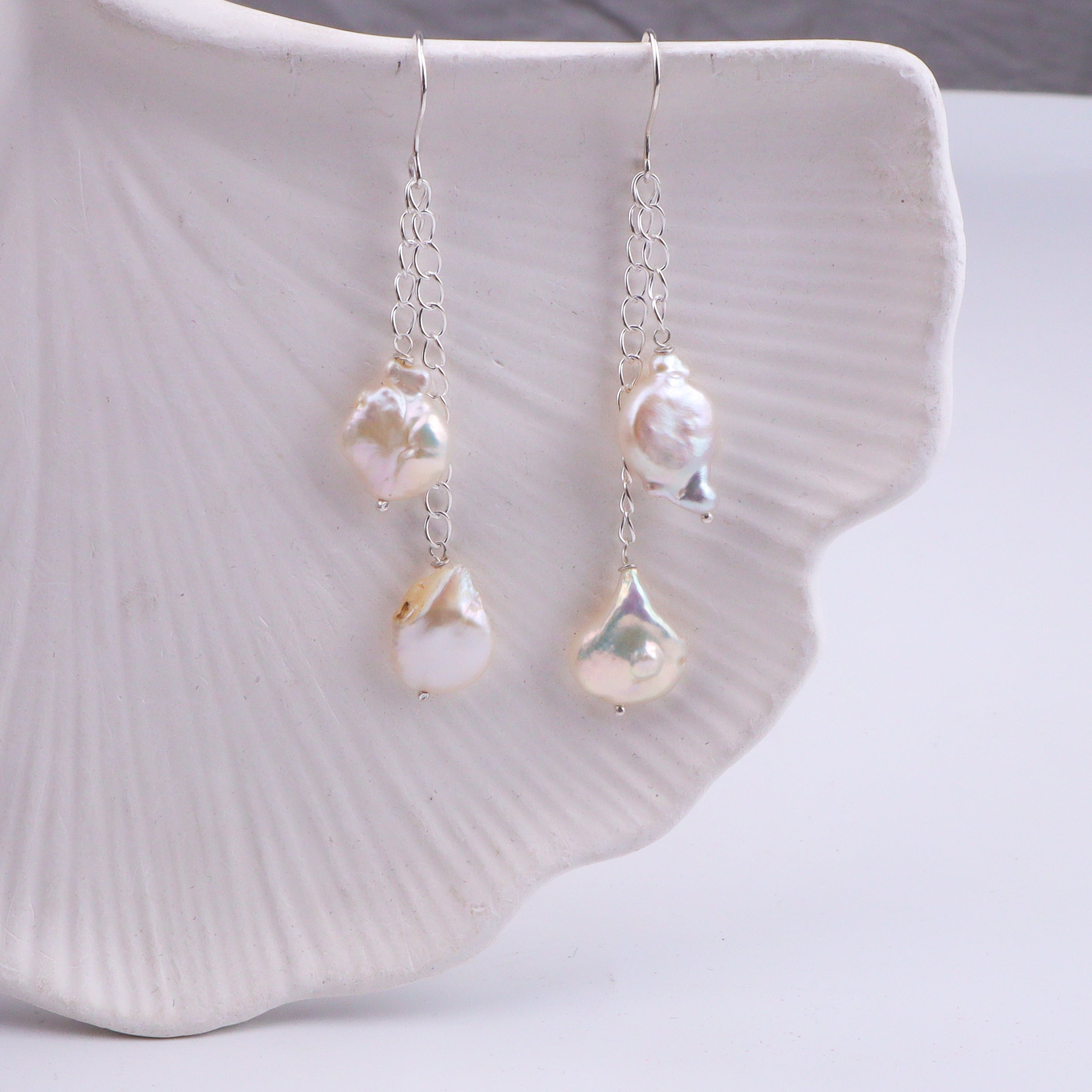Baroque Pearl Silver Earrings (Project Handmade)