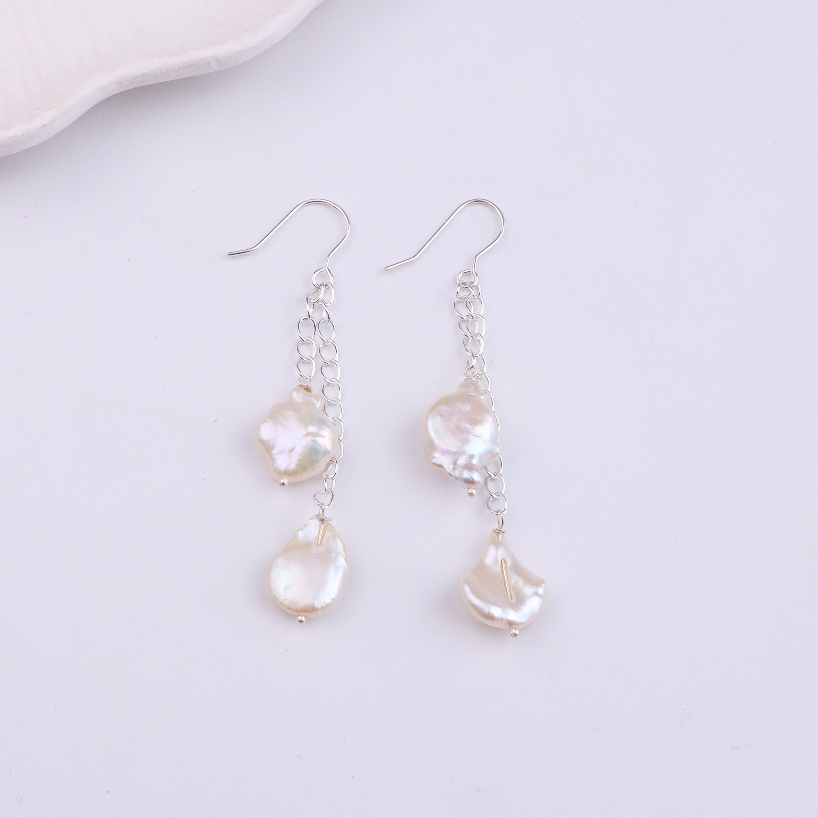 Baroque Pearl Silver Earrings (Project Handmade)
