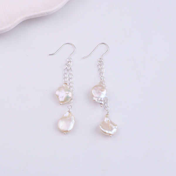 Baroque Pearl Silver Earrings (Project Handmade)
